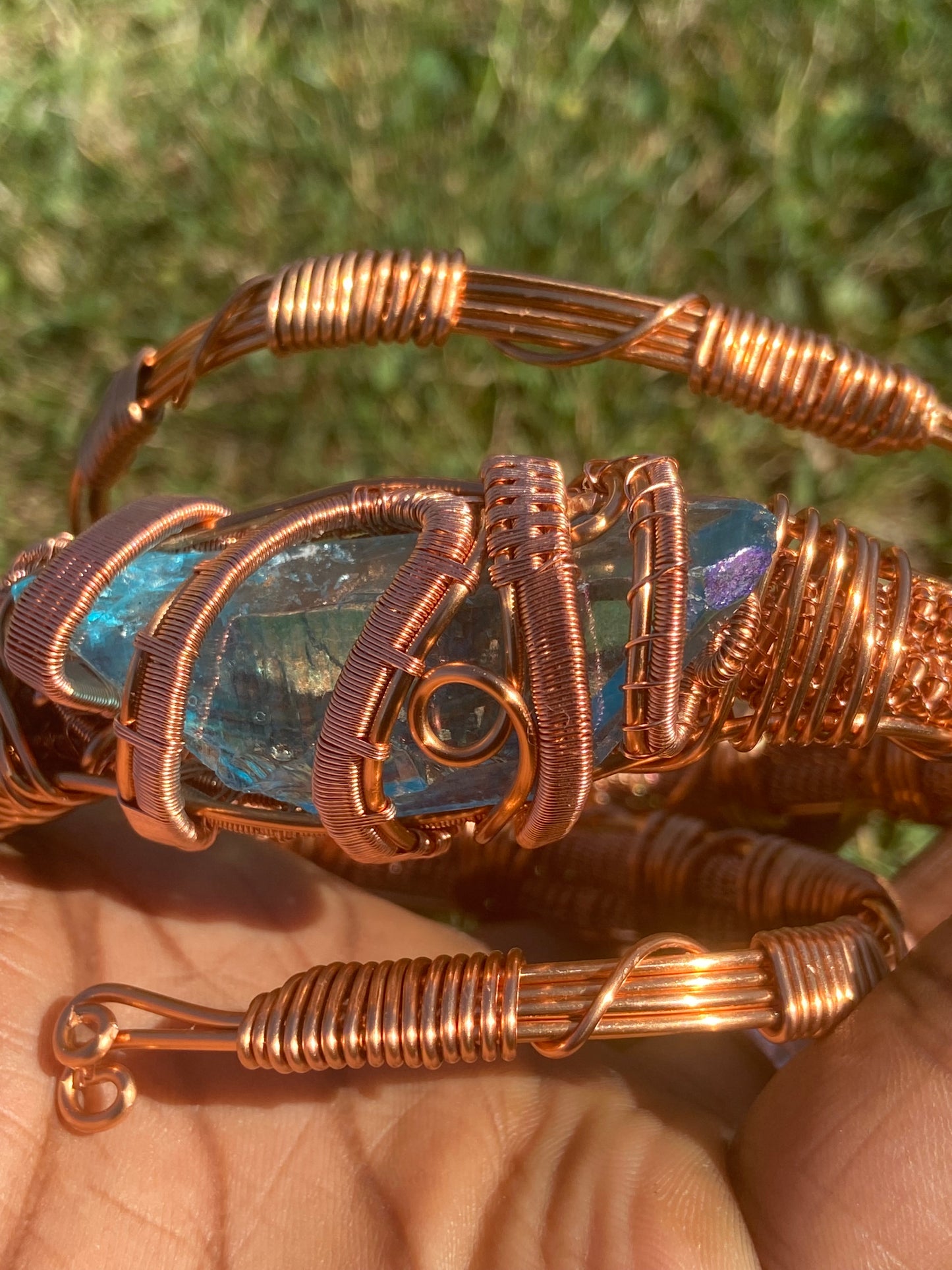 Aqua Aura Quartz Reiki Infused Masterpiece Bracelet