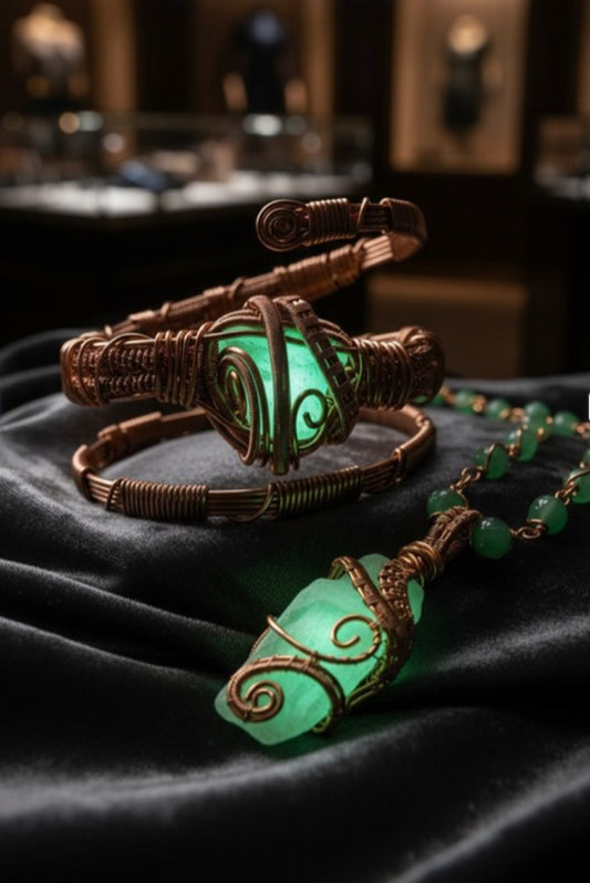 Kryptonite /Green Aventurine Glow Masterpiece Pendant /Bracelet Set