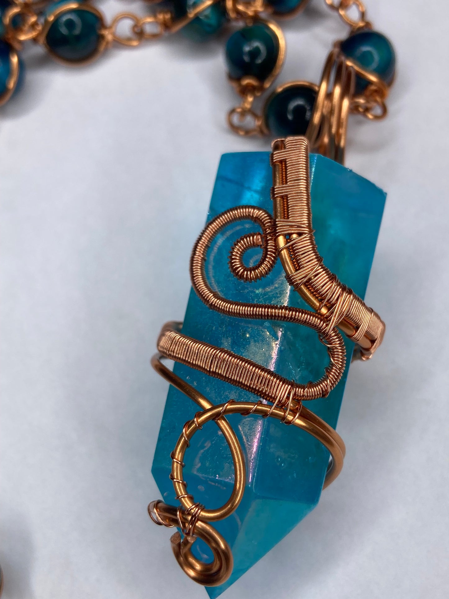 Luxury Blue Aqua Aura Quartz Masterpiece Pendant