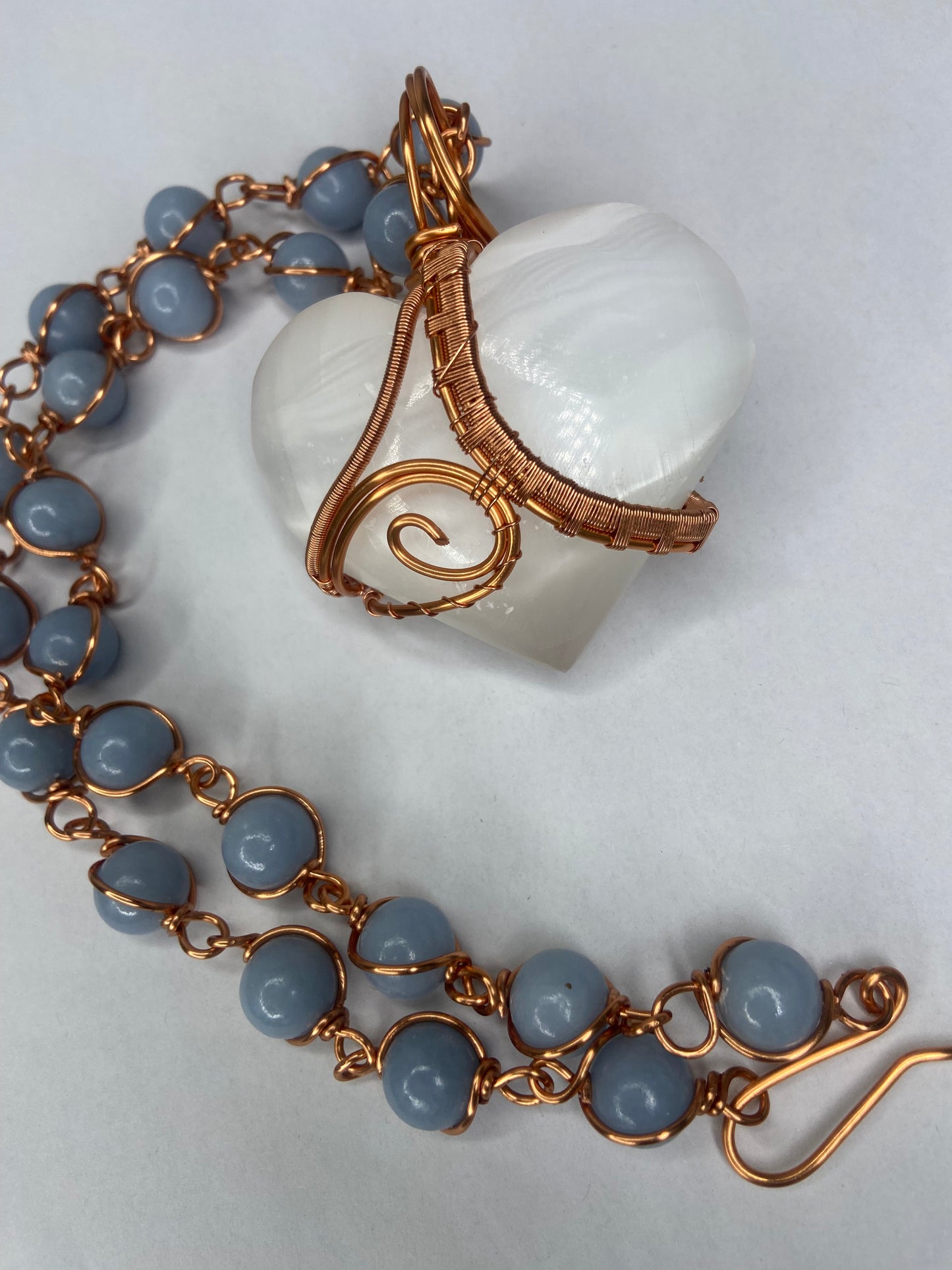 Selenite /Angelite Heart Masterpiece Pendant