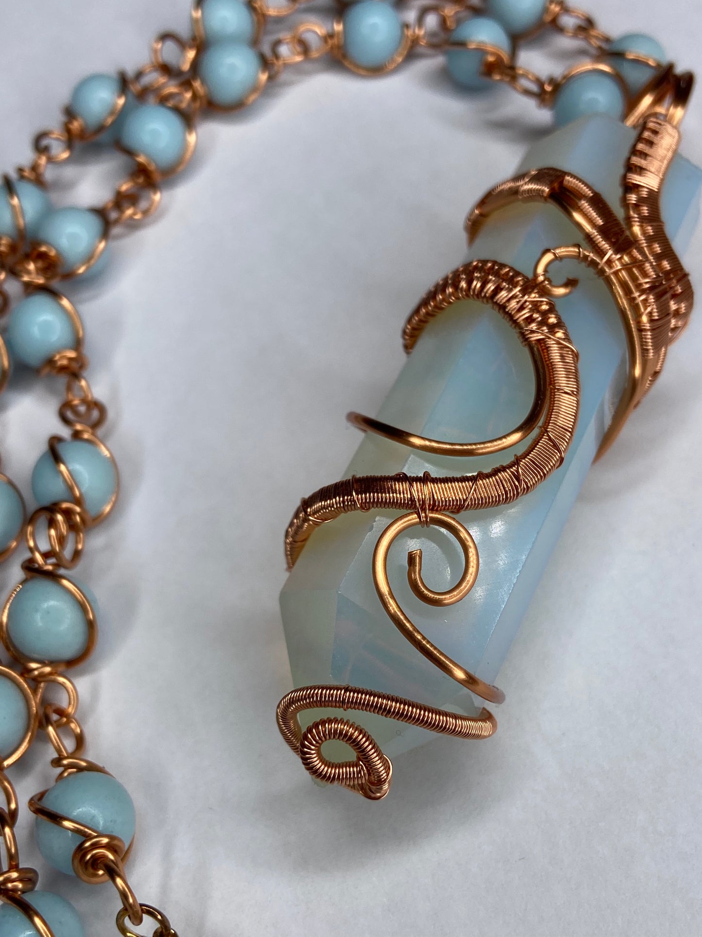 Luxury Opal +Angelite Masterpiece Healing Pendant