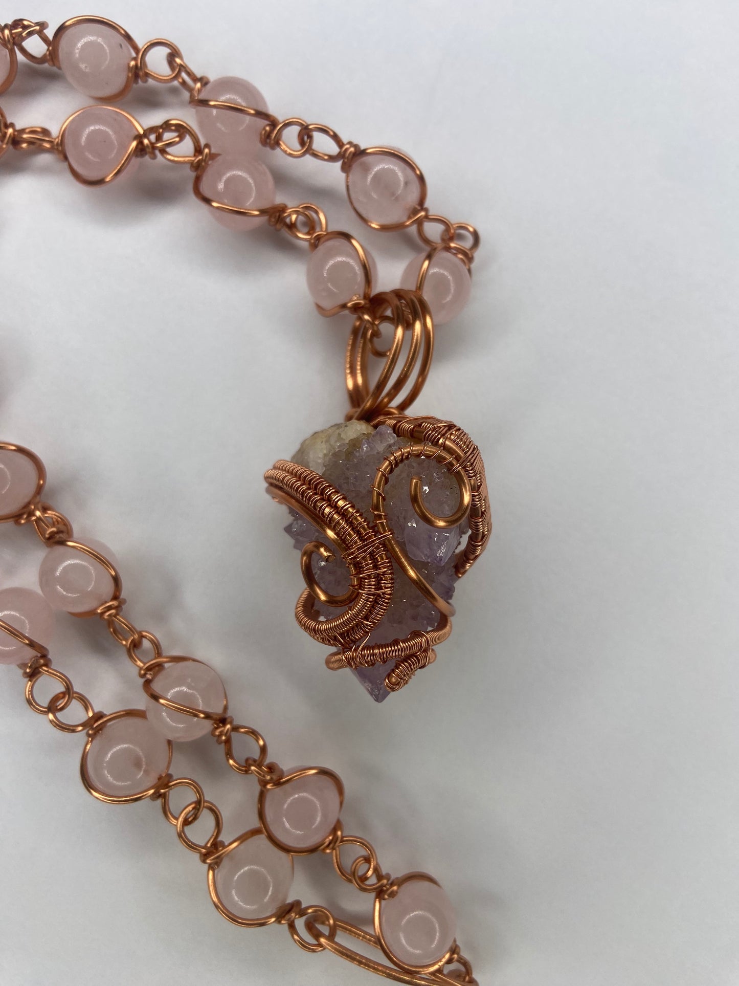 Luxury Spirit Quartz/Rose Quartz Masterpiece Pendant Necklace
