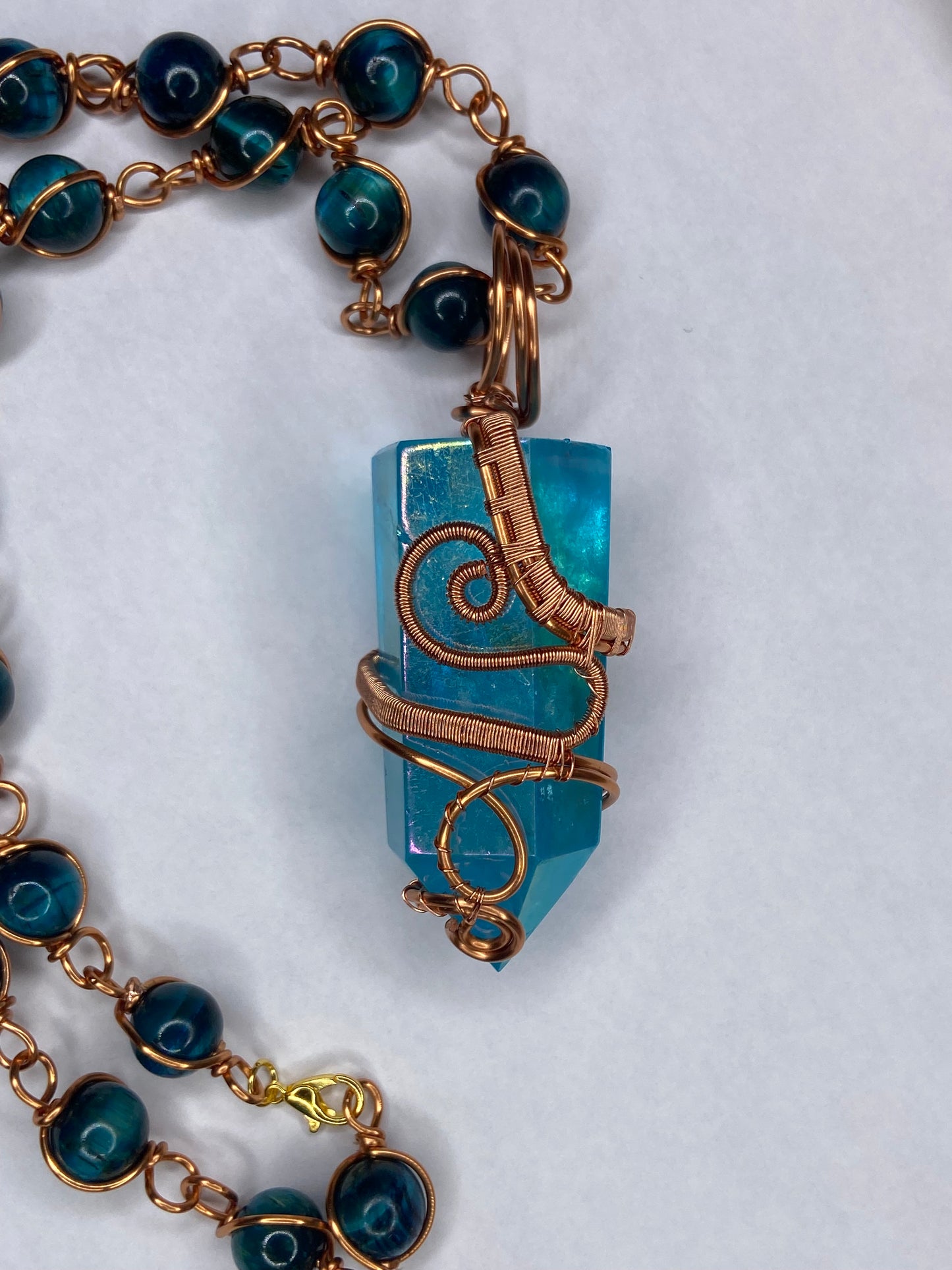 Luxury Blue Aqua Aura Quartz Masterpiece Pendant