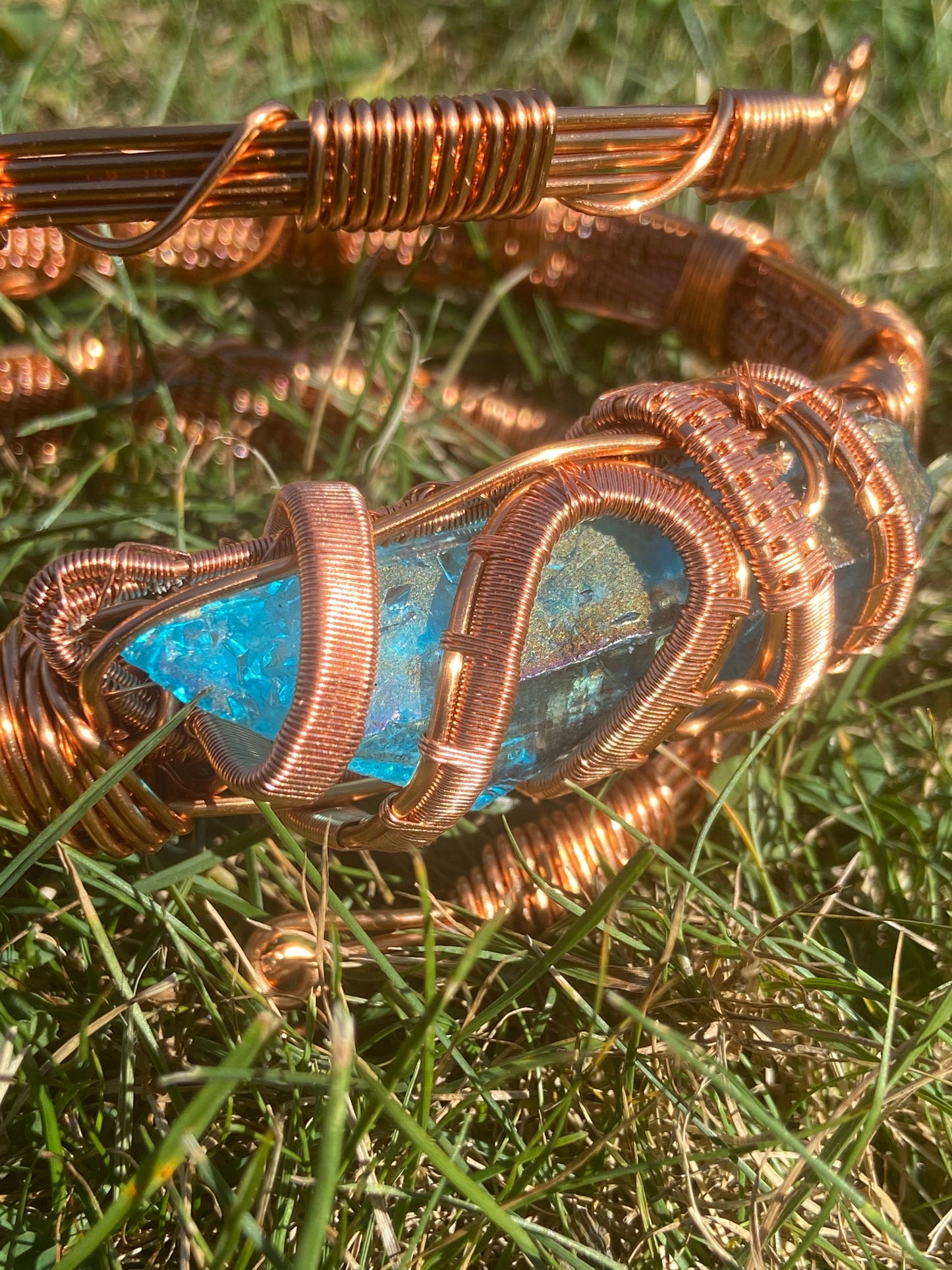 Aqua Aura Quartz Reiki Infused Masterpiece Bracelet