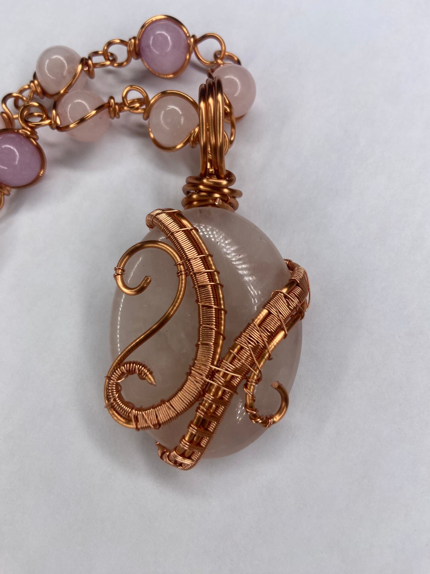 Luxury Rose Quartz/Lavender Jade Reiki Infused Masterpiece Pendant