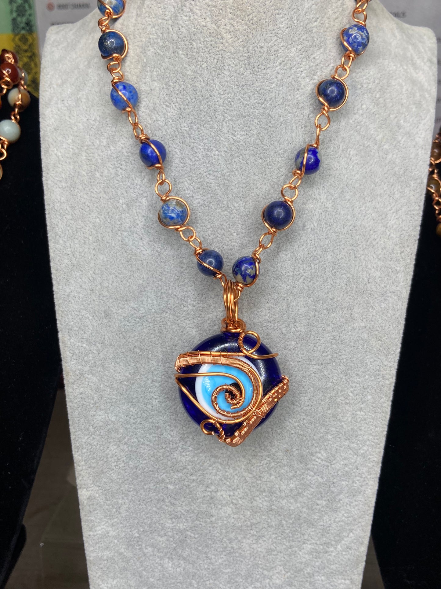 Evil Eye Reiki Infused Copper Wrapped Masterpiece Pendant