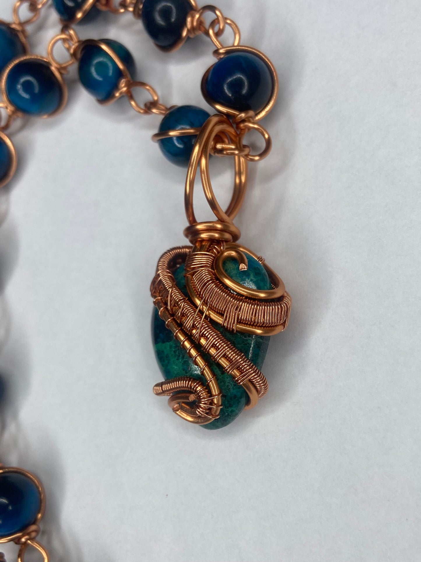 Chrysocolla Malachite/Blue Tigers Eye Masterpiece Pendant+Necklace