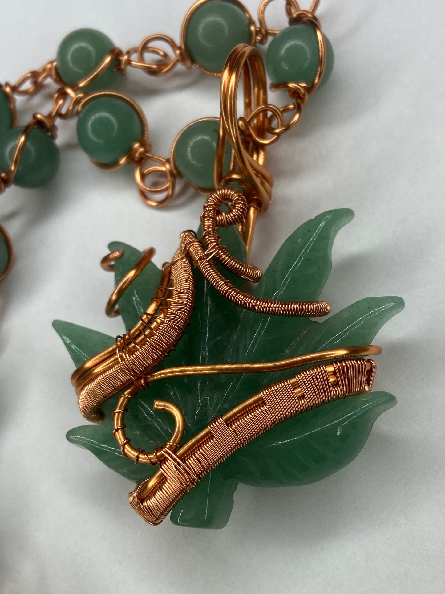 Luxury Green Aventurine Leaf Healing Masterpiece Pendant Necklace