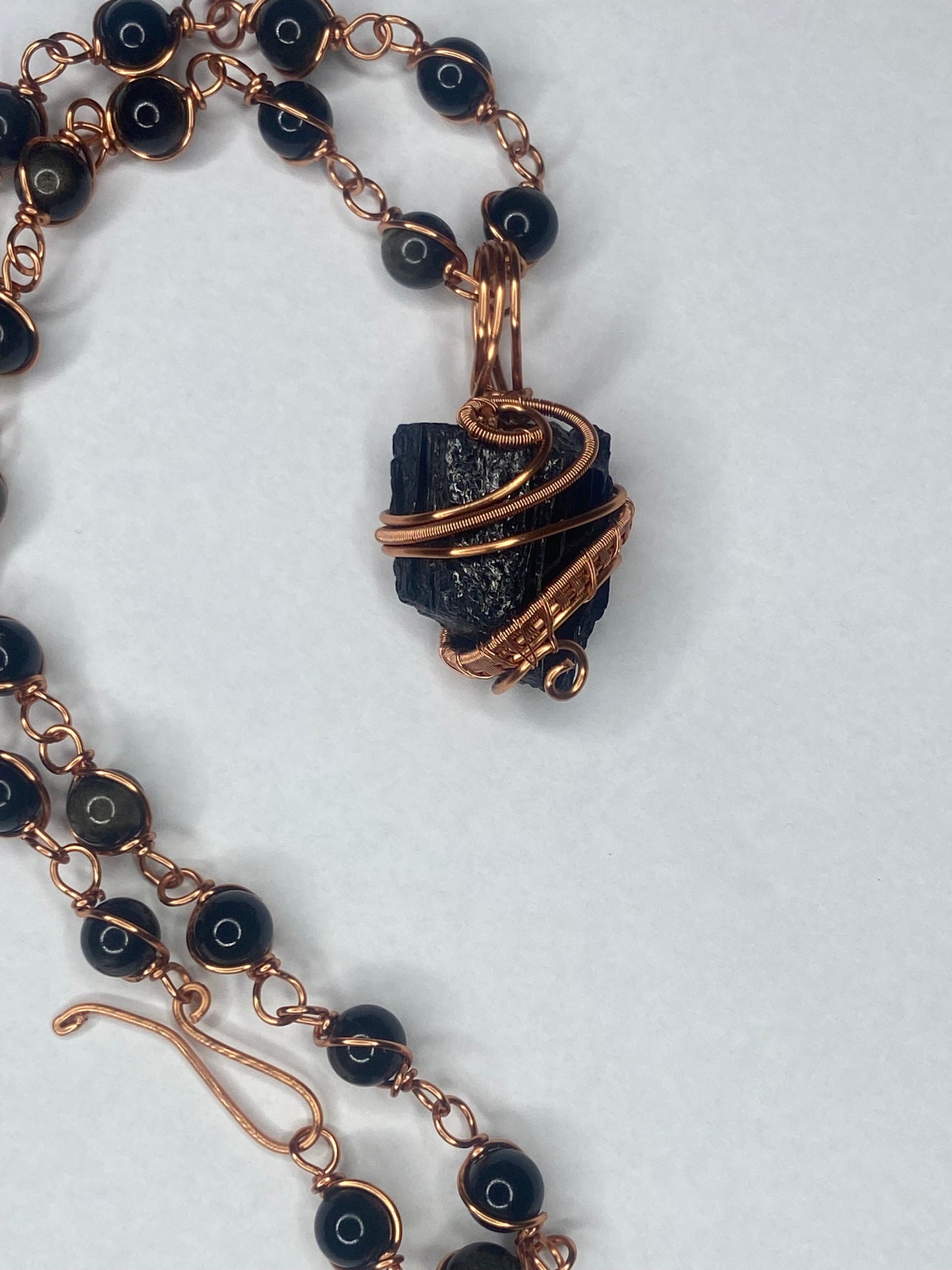 Luxury Black Tourmaline /Golden Obsidian Masterpiece Pendant Necklace