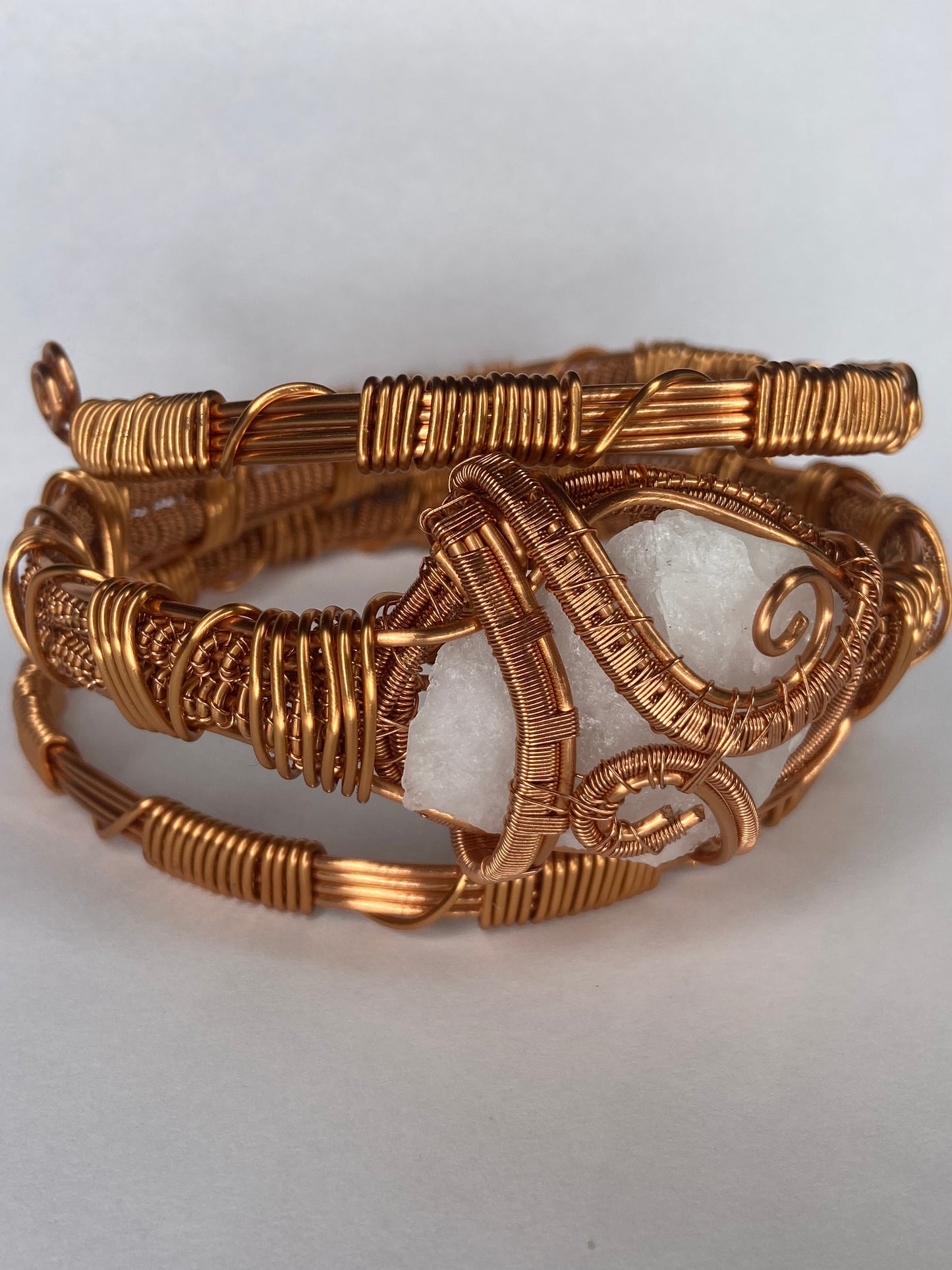 Clear Quartz Masterpiece Copper-Wrapped Bracelet — A Touch of Light & Intention