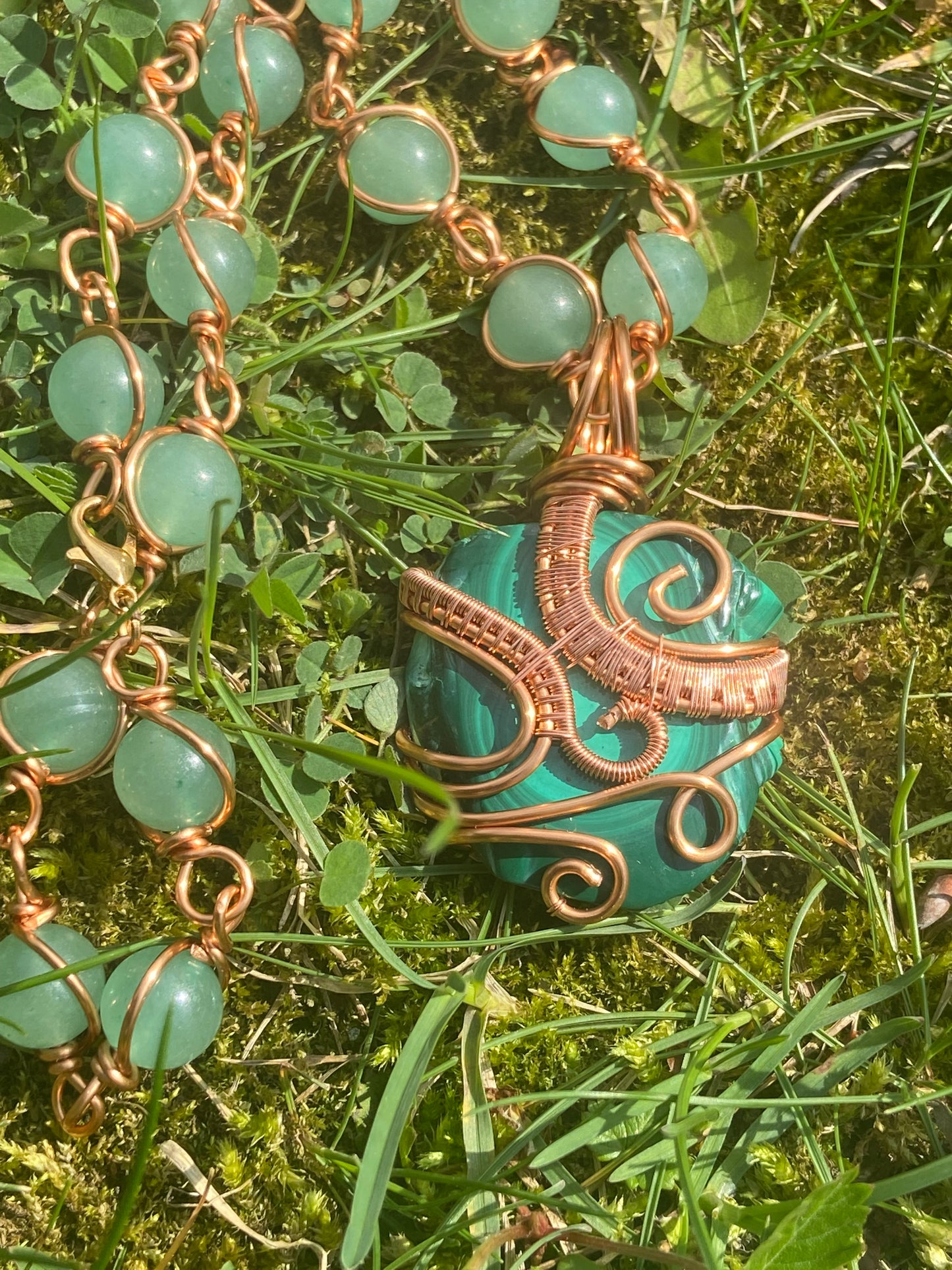 Green Malachite + Aventurine Reiki Infused Masterpiece Pendant