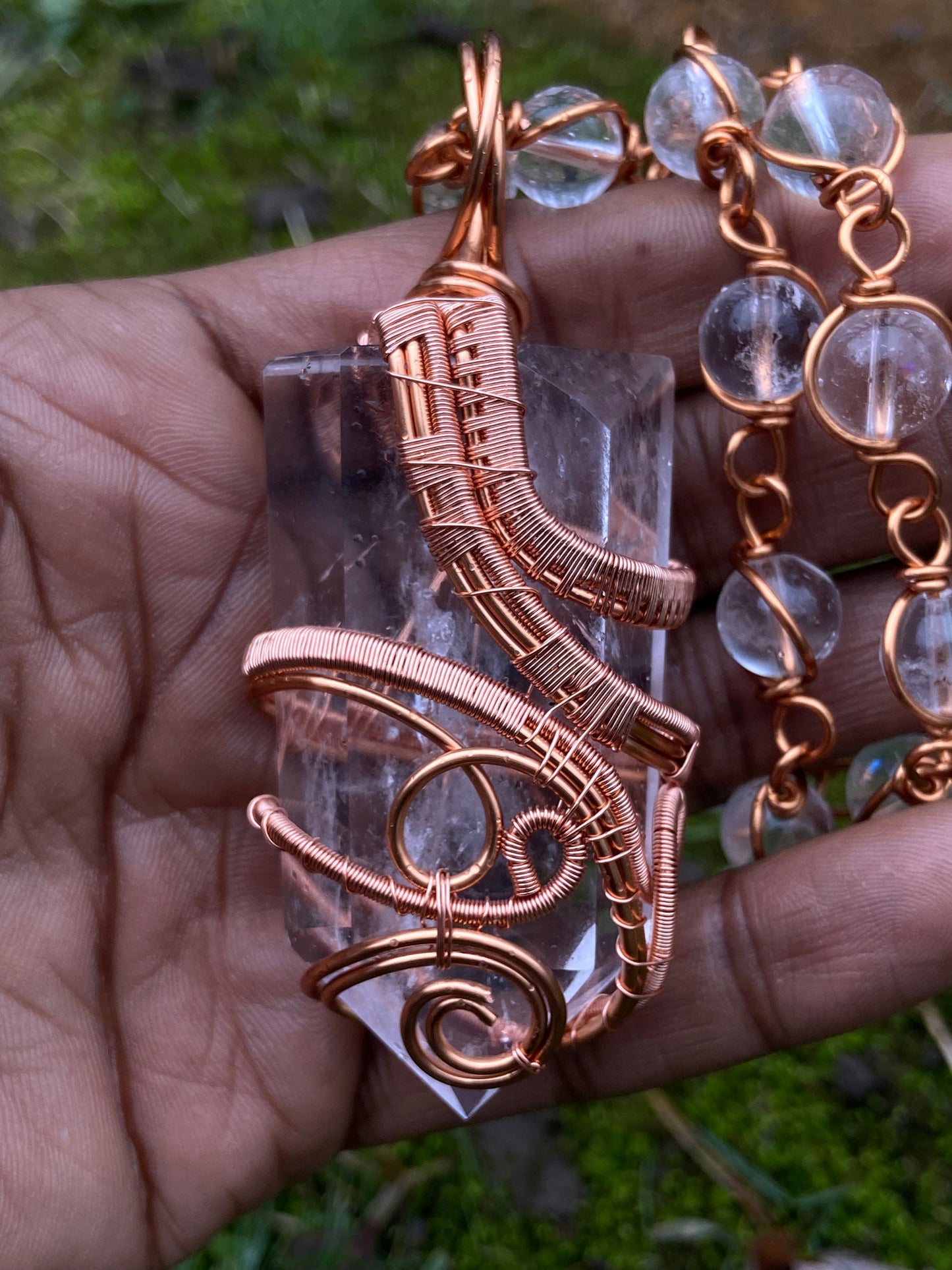 Clear Quartz Reiki Infused Copper Healing Masterpiece Pendant