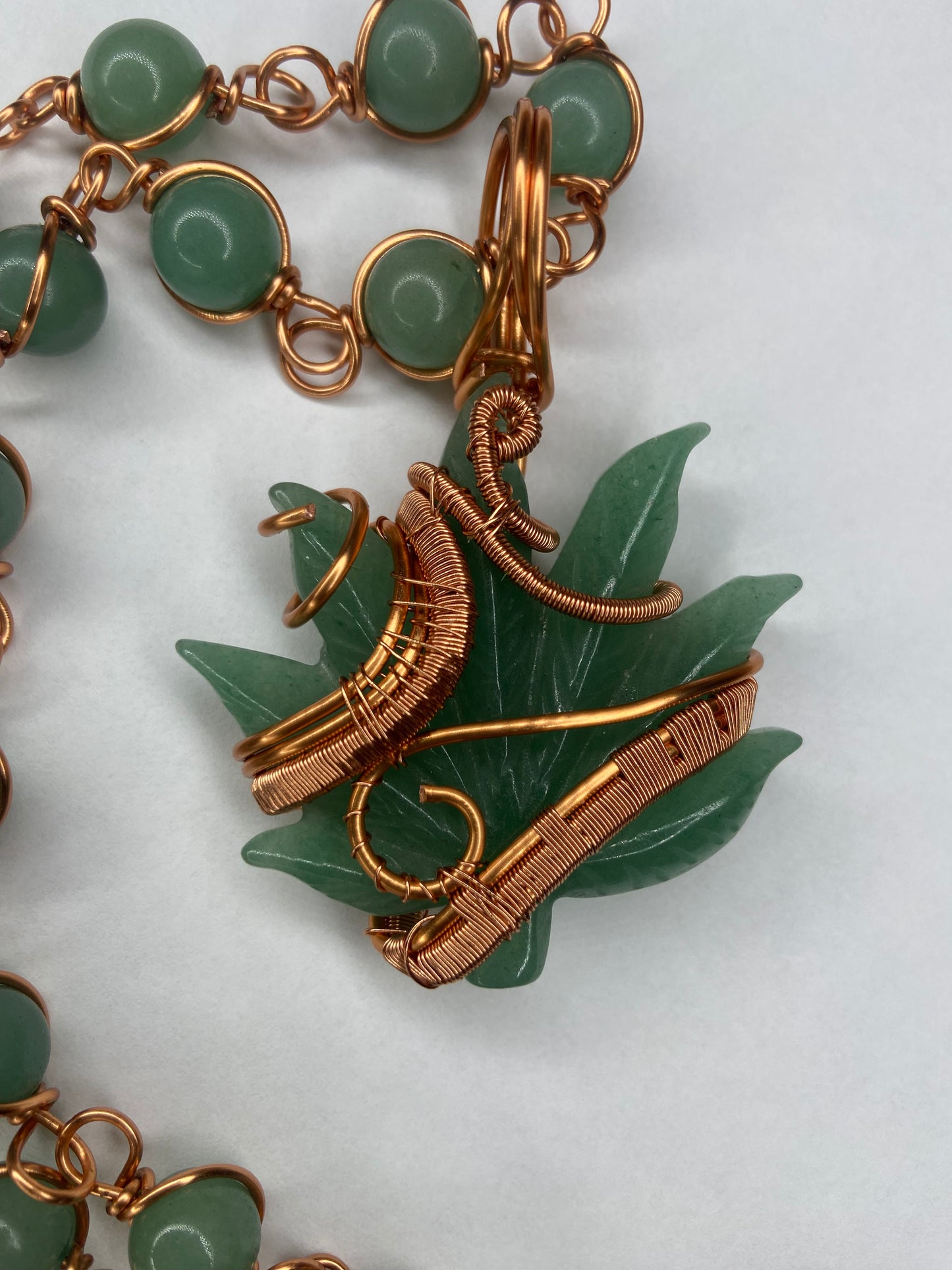 Luxury Green Aventurine Leaf Healing Masterpiece Pendant Necklace