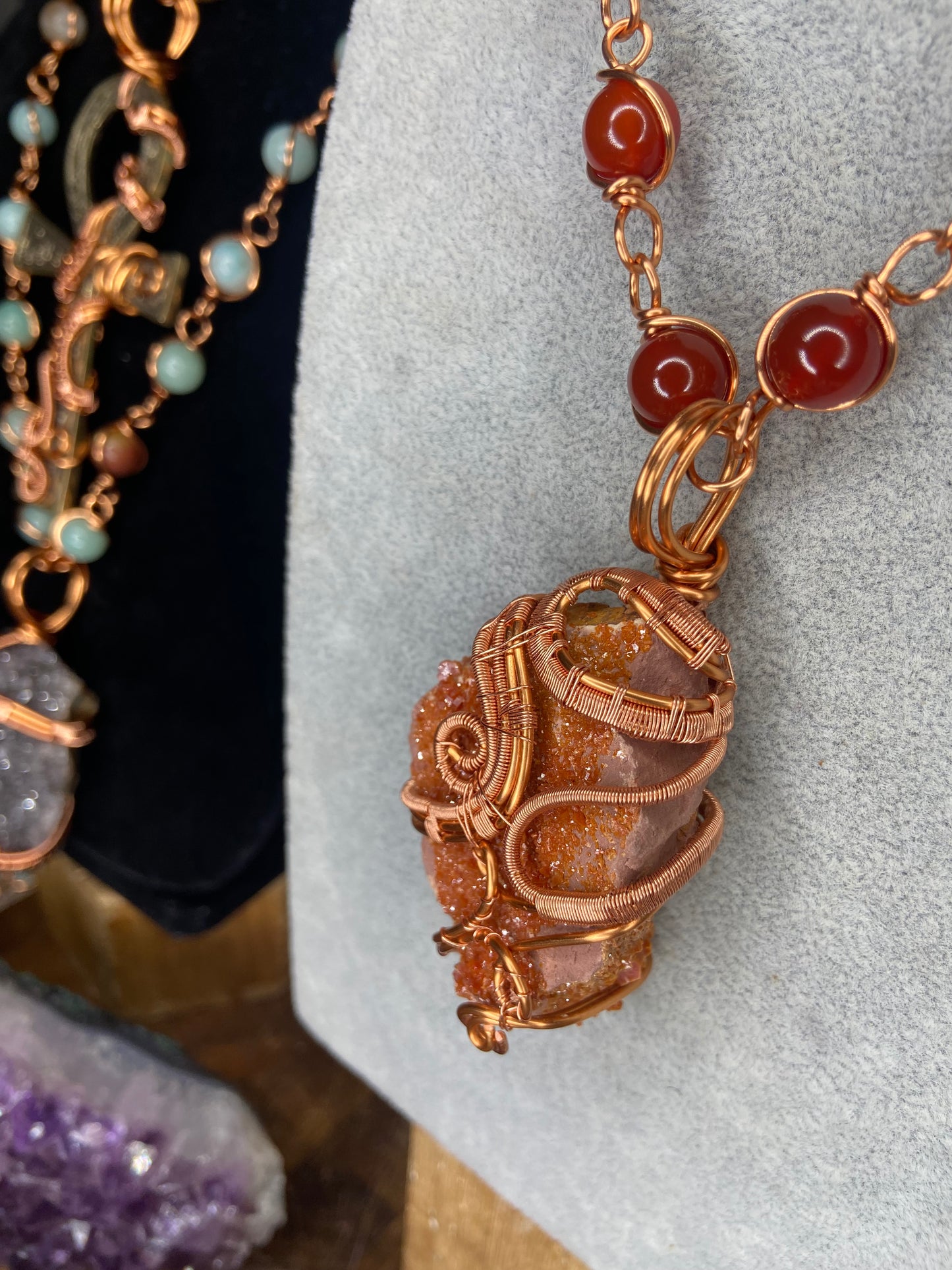 Vanadinite + Carnelian Reiki Infused Masterpiece Pendant