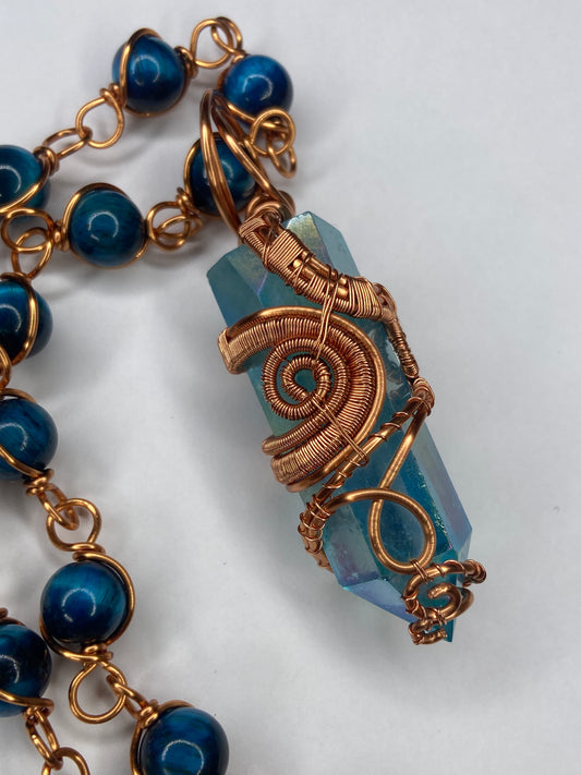 Luxury Aqua Aura Quartz Healing Masterpiece Pendant