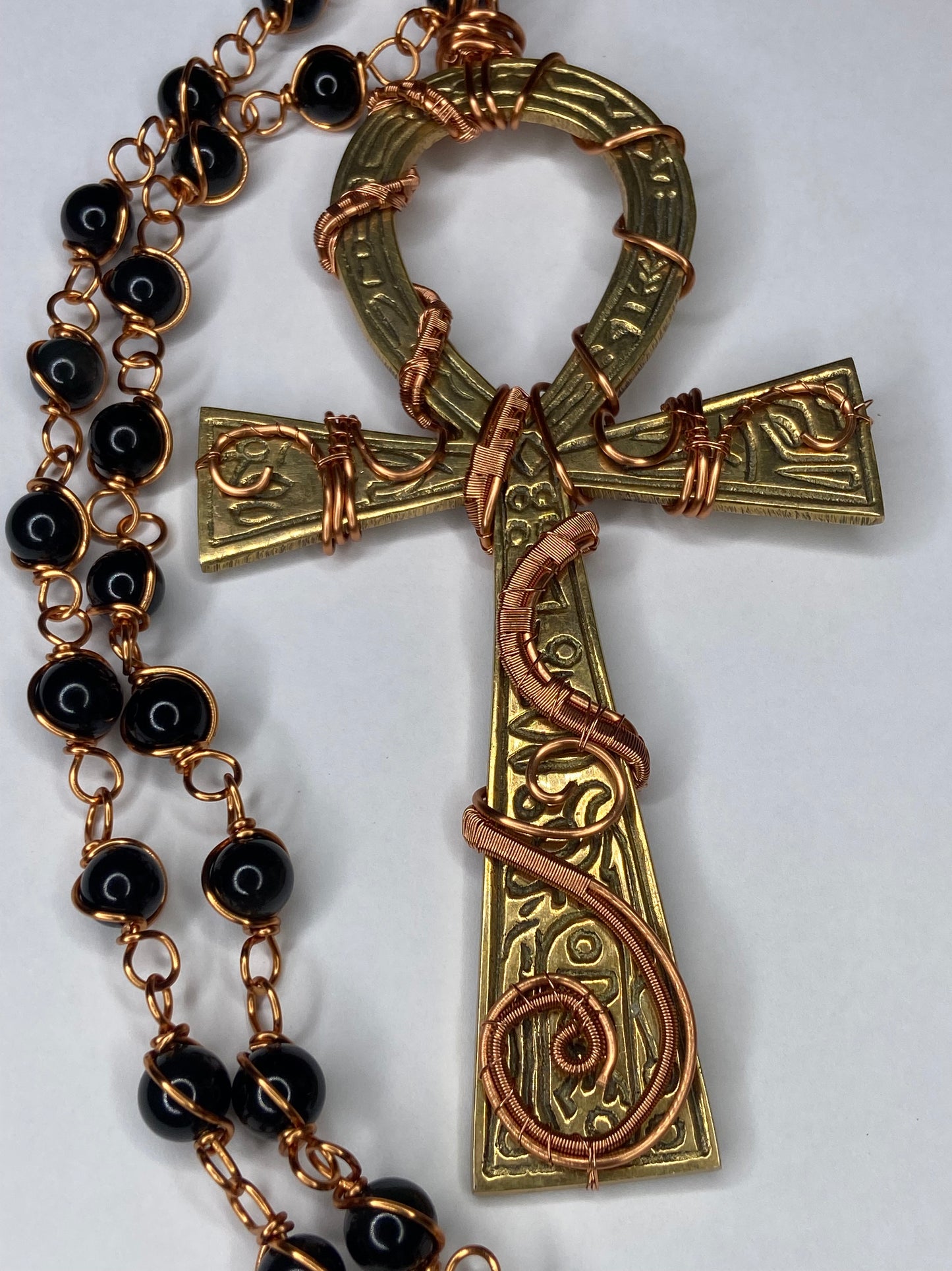 Luxury Ankh /Golden Obsidian Masterpiece Healing Pendant