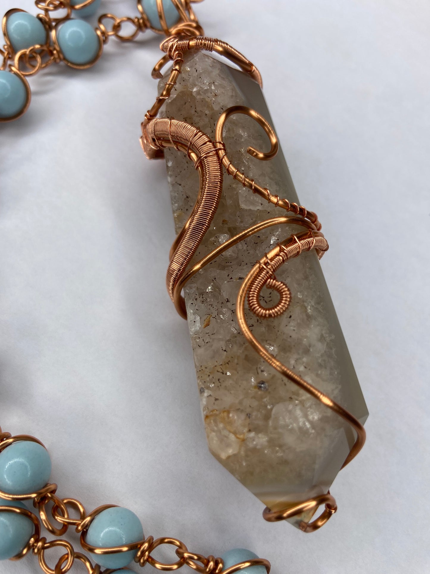 Luxury Agate/ Angelite masterpiece Pendant