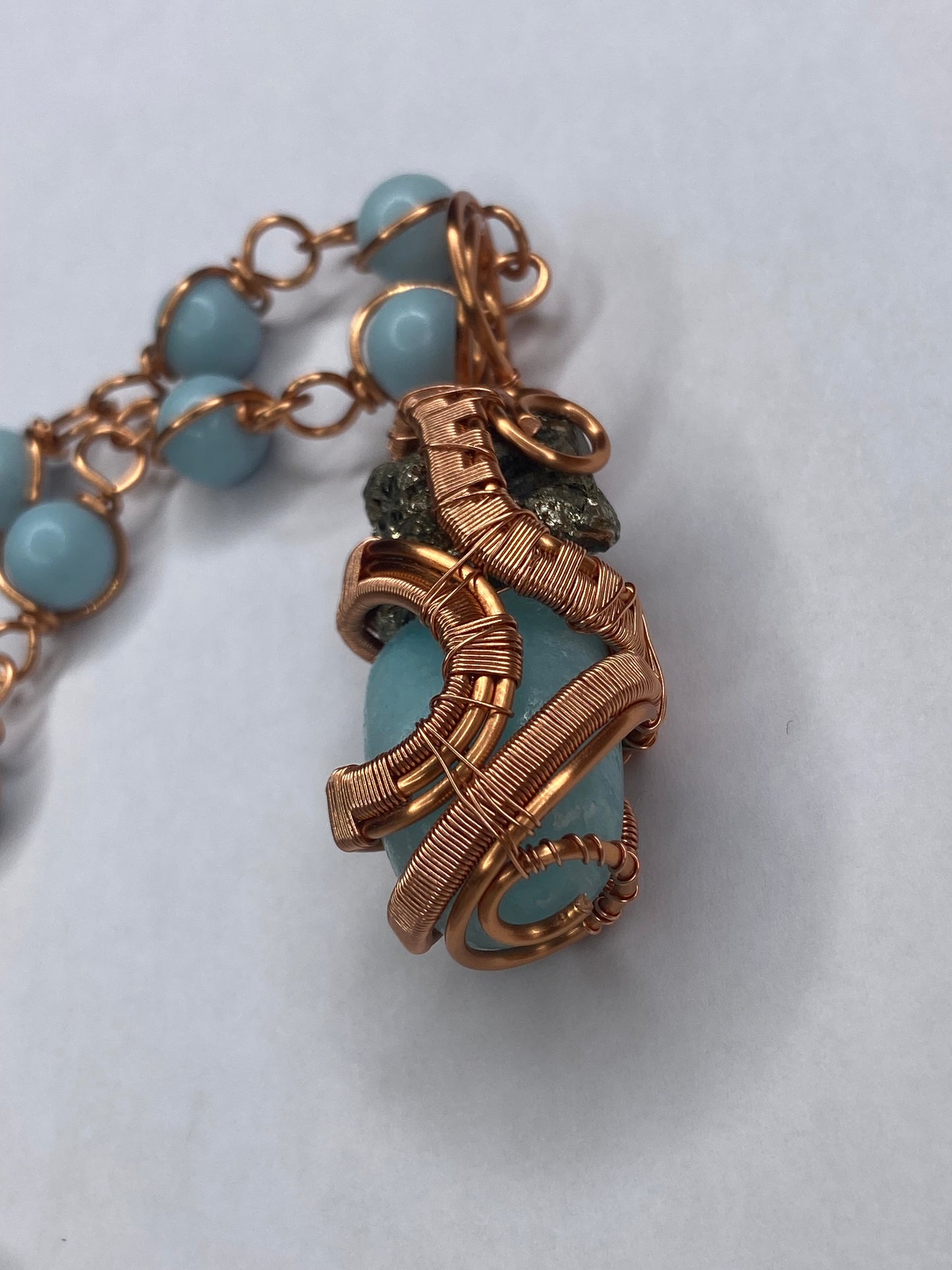 Luxury Pyrite/Blue Arganite + Angelite Masterpiece Pendant