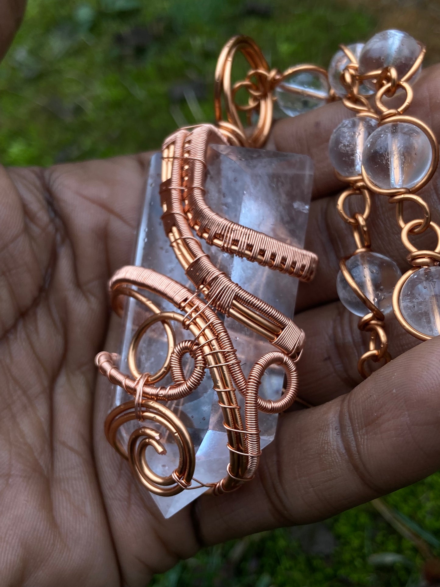 Clear Quartz Reiki Infused Copper Healing Masterpiece Pendant