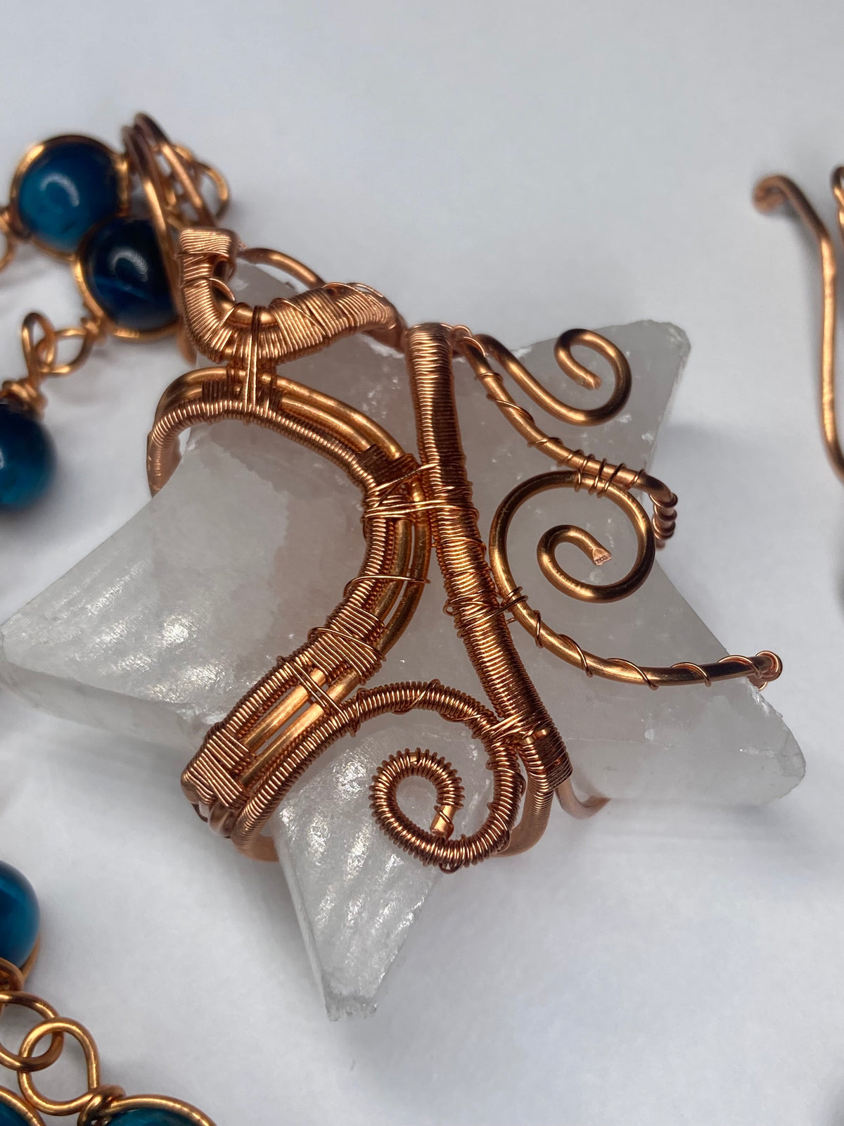 Luxury Selenite Star w/ Blue Tigers Eye Masterpiece Necklace