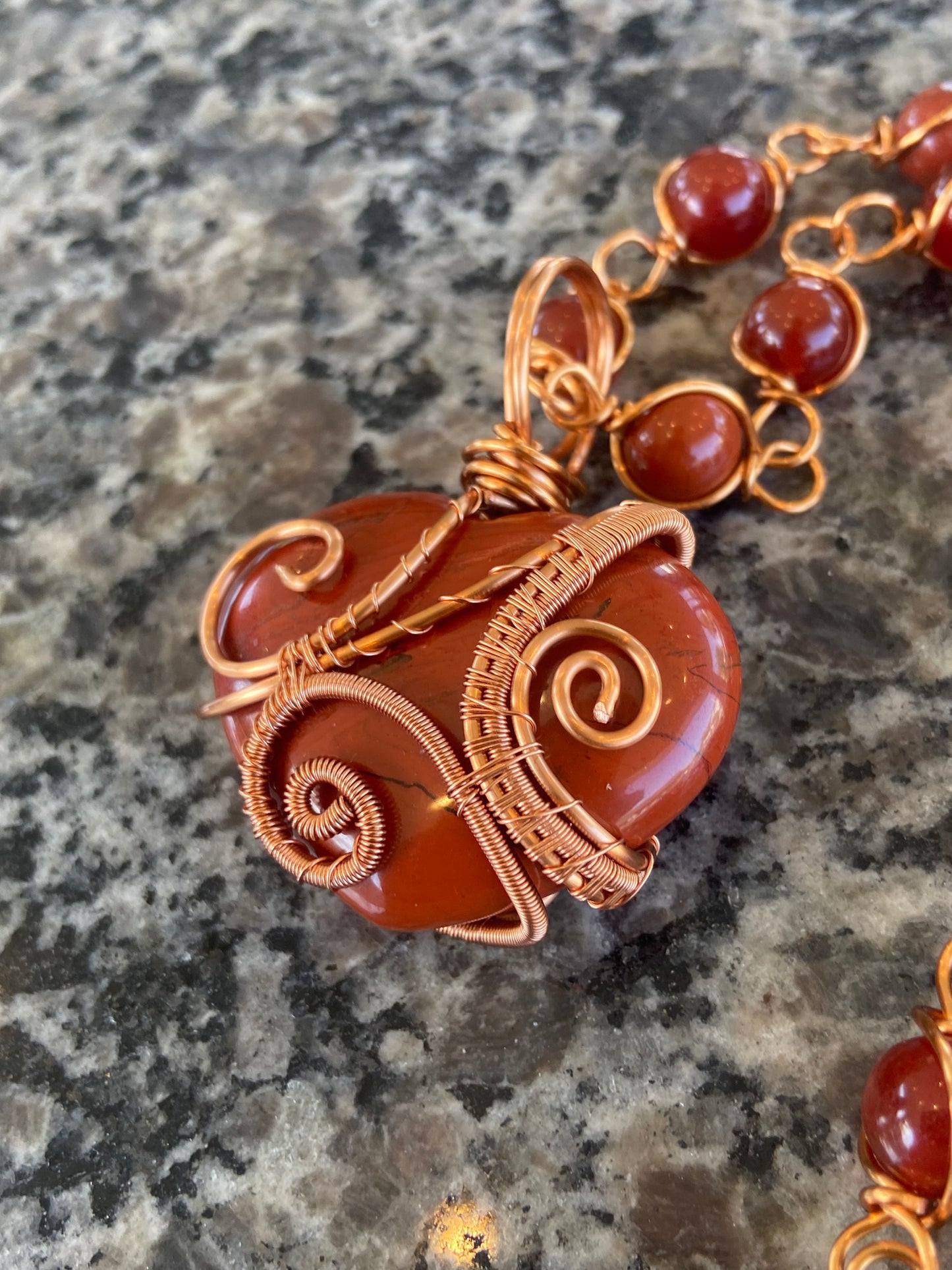 Luxury Red Jasper Heart/Carnelian Necklace Masterpiece Pendant