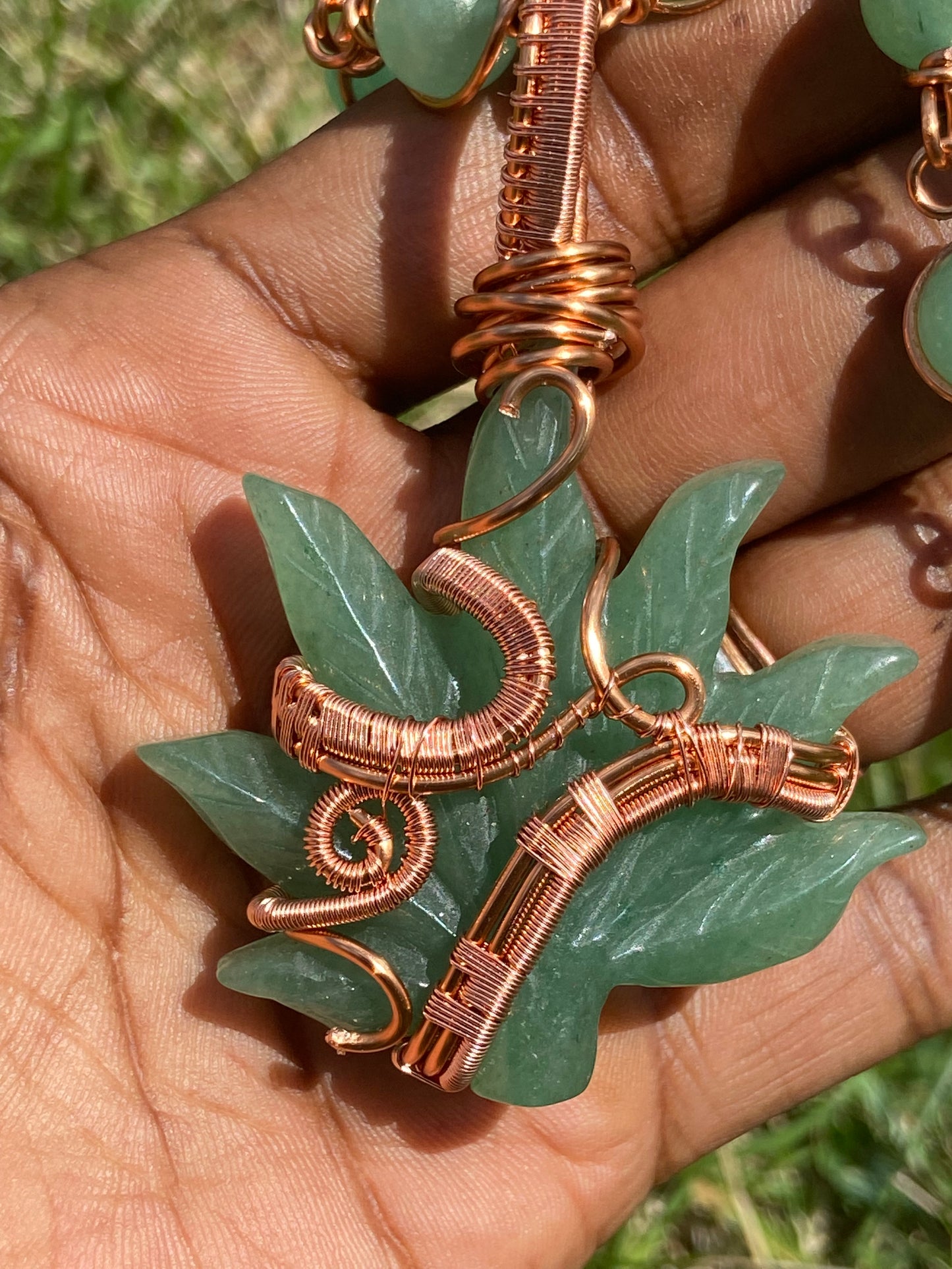 Green Aventurine “Plant” Reiki Infused Masterpiece Pendant