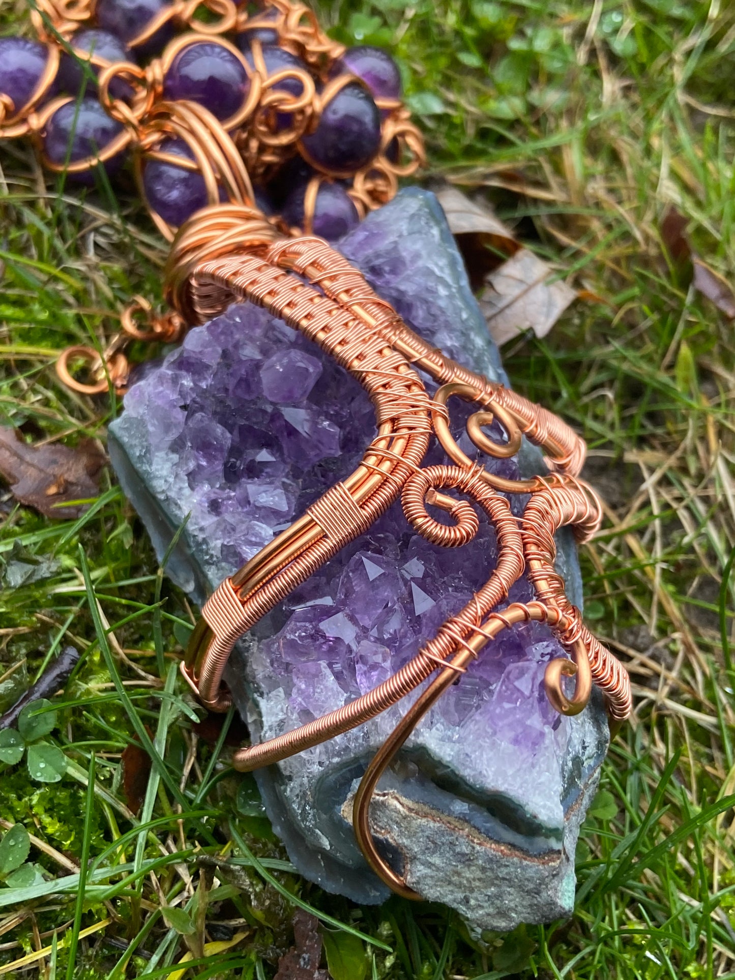 Amethyst Reiki Infused Copper Healing Masterpiece Pendant