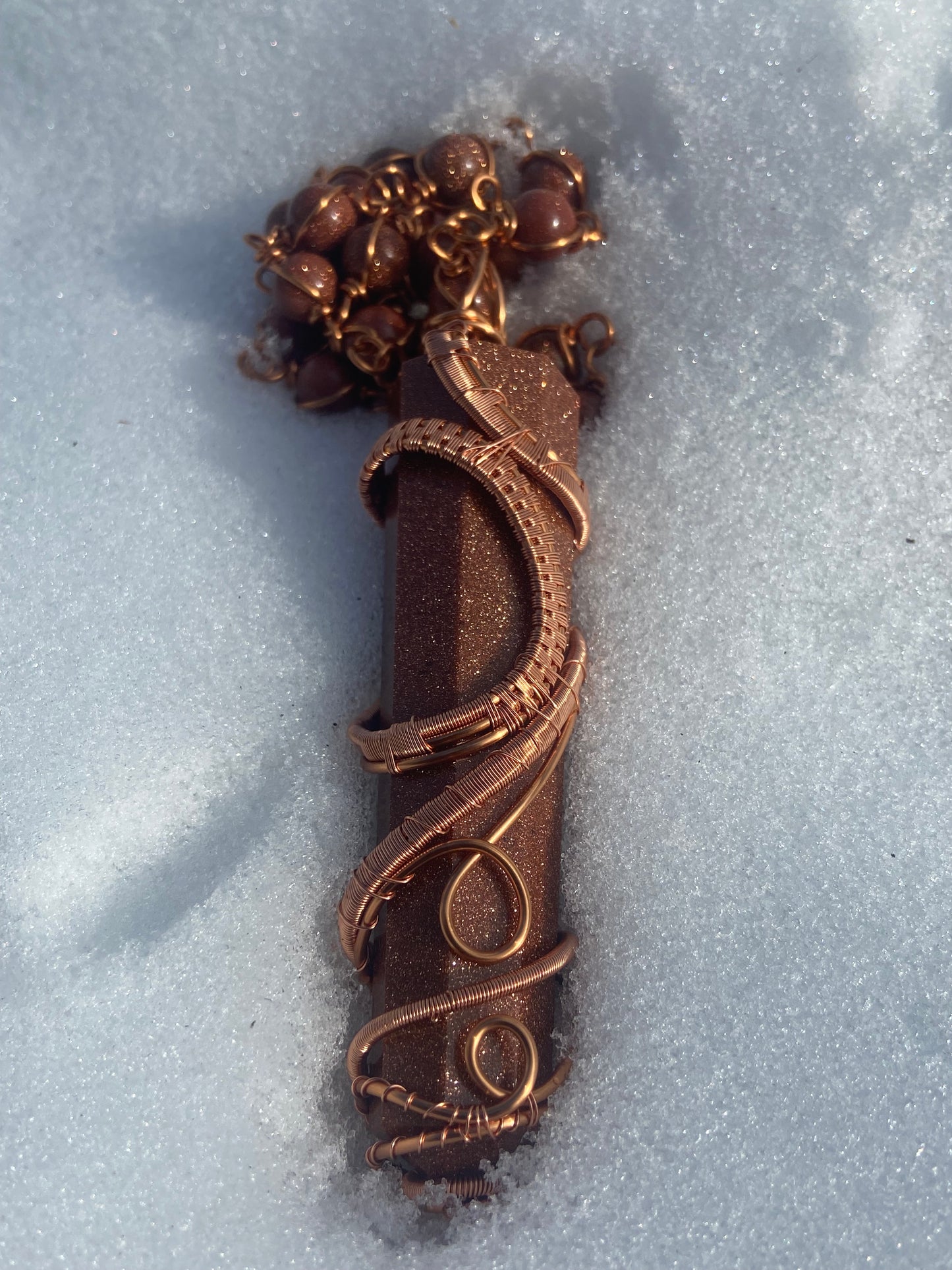 Luxury Red Goldstone Masterpiece Copper Healing Pendant