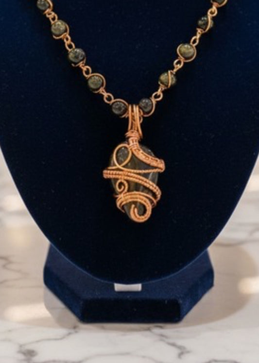 Black/ Golden Obsidian Masterpiece Pendant Nexklace