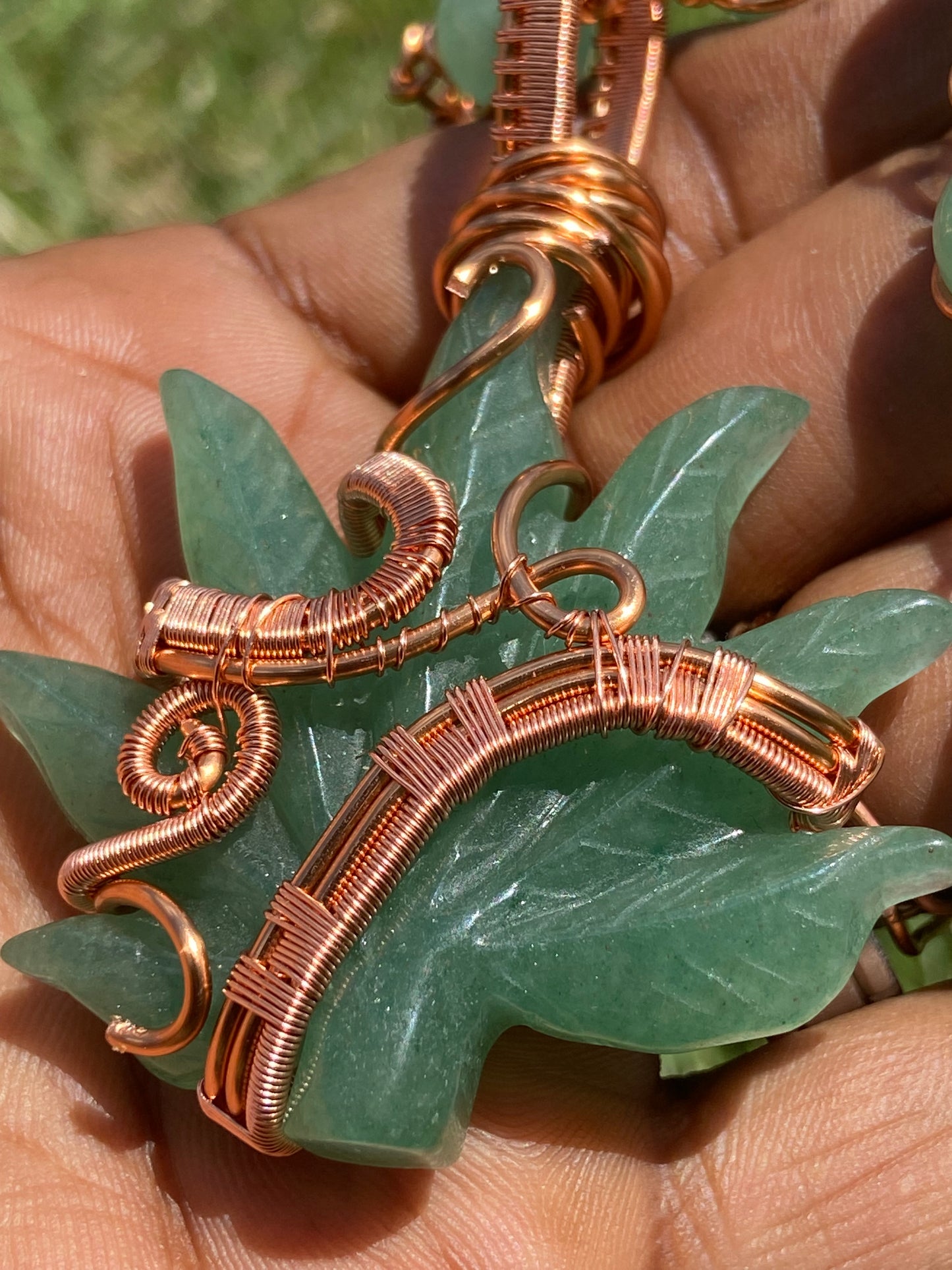 Green Aventurine “Plant” Reiki Infused Masterpiece Pendant