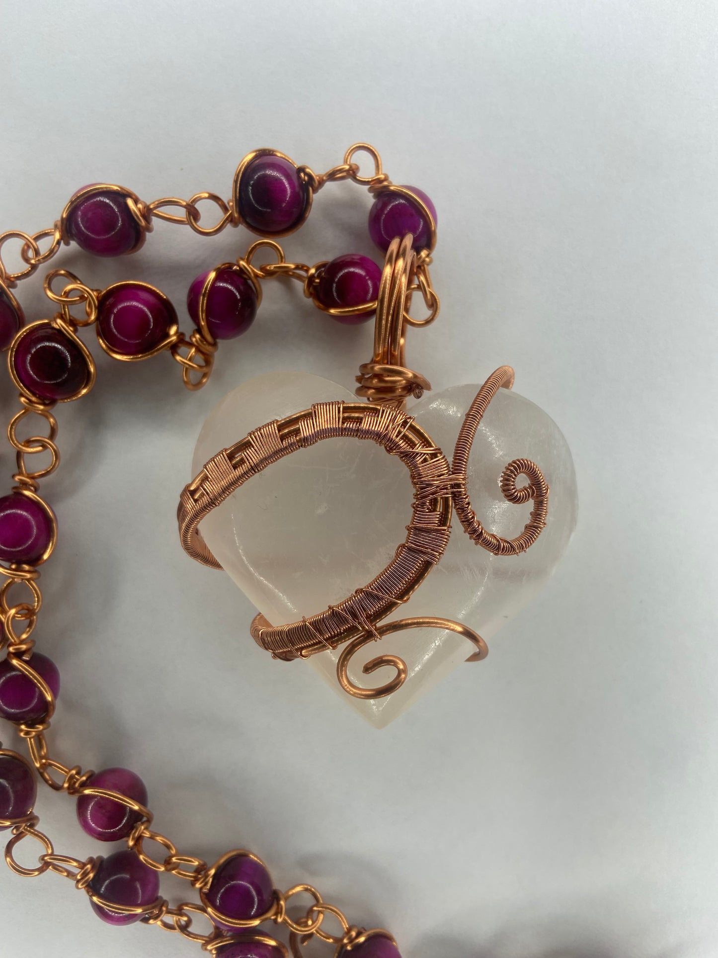 Luxury Selenite/ Pink Lace Agate Masterpiece Healing Pendant