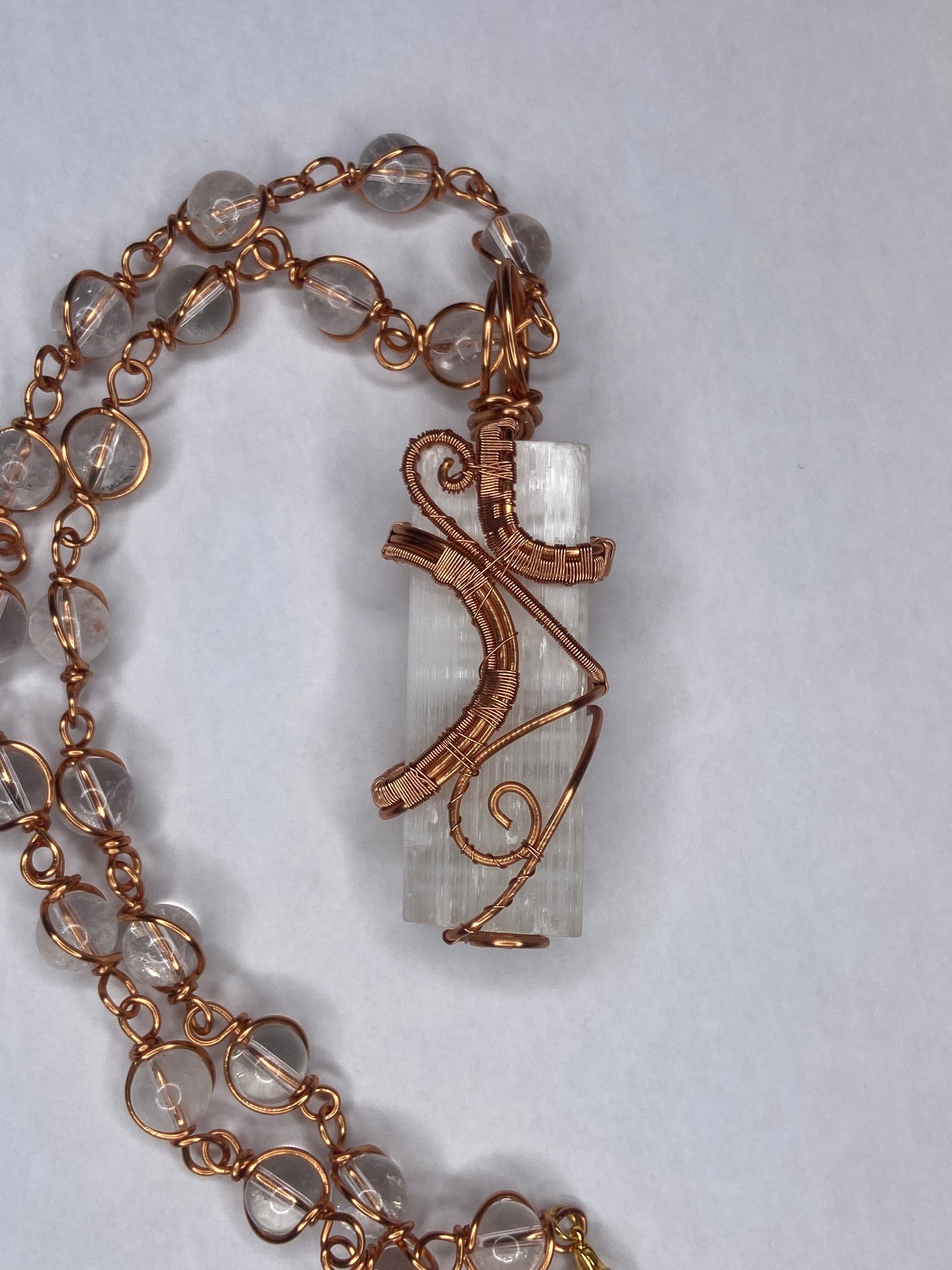 Luxury Selenite Clear Quartz Masterpiece Pendant