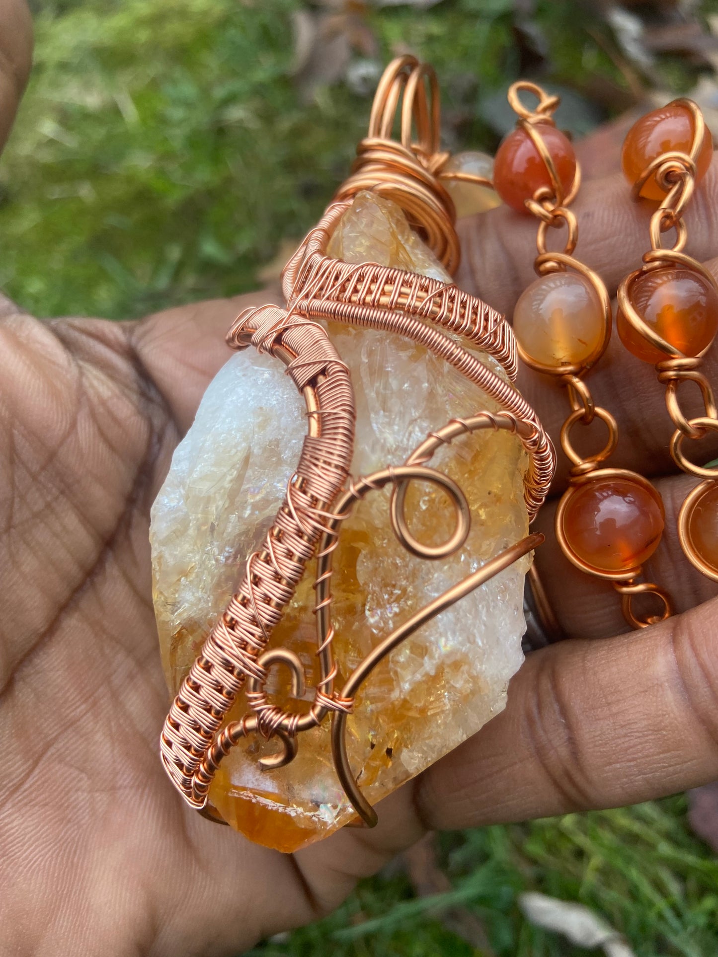 Luxury Citrine/Carnelian Reiki Infused Masterpiece Pendant