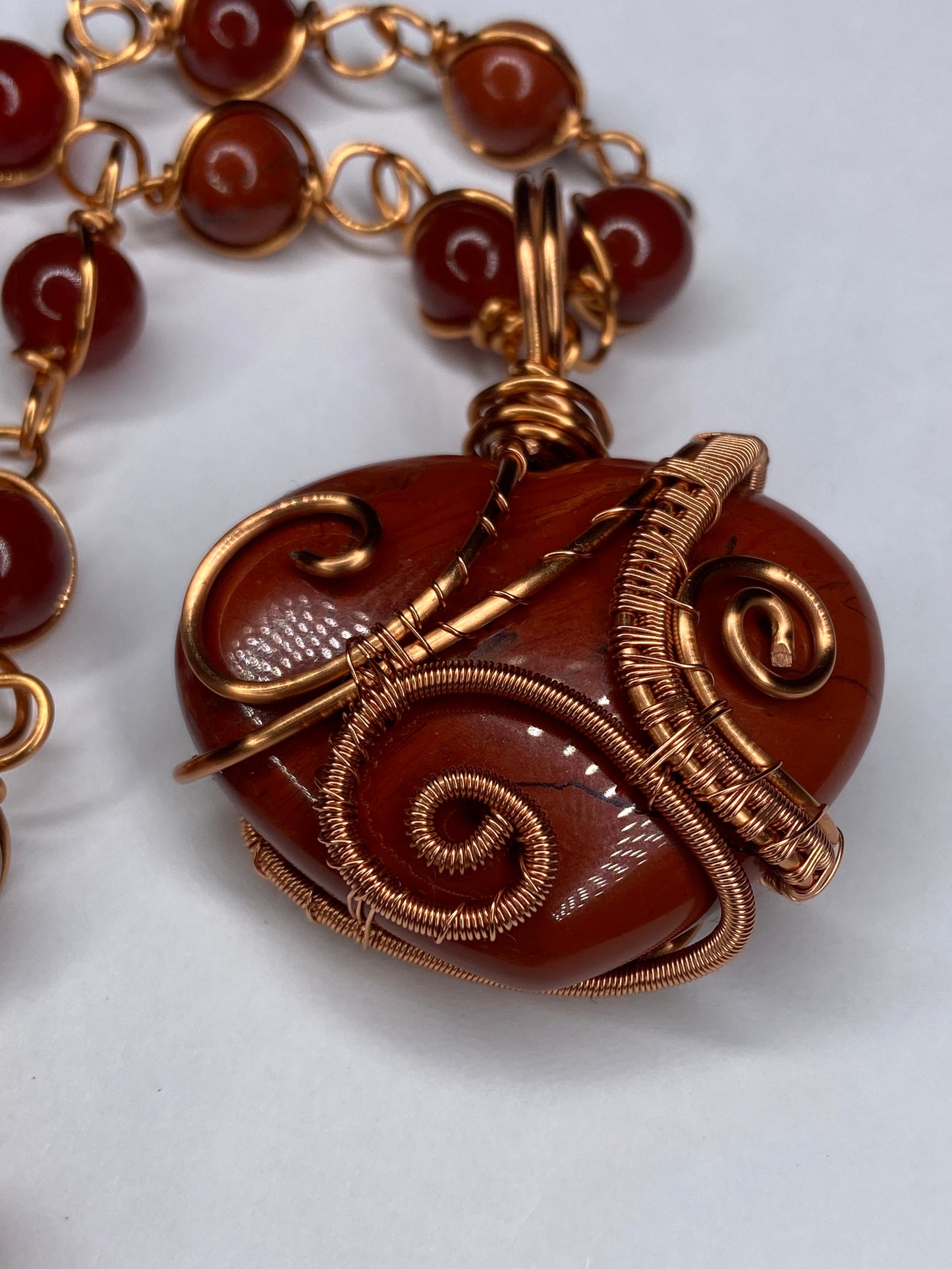 Luxury Red Jasper Heart/Carnelian Necklace Masterpiece Pendant