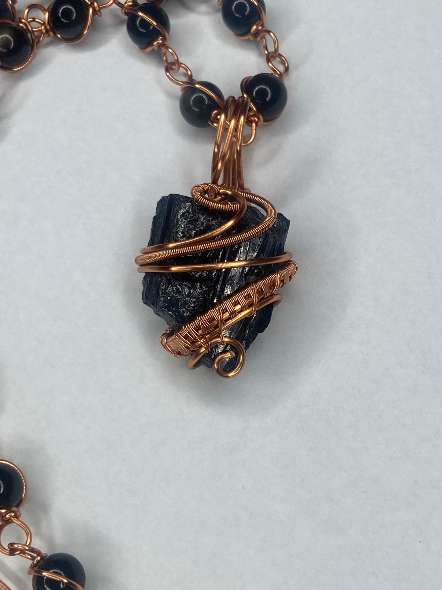 Luxury Black Tourmaline /Golden Obsidian Masterpiece Pendant Necklace