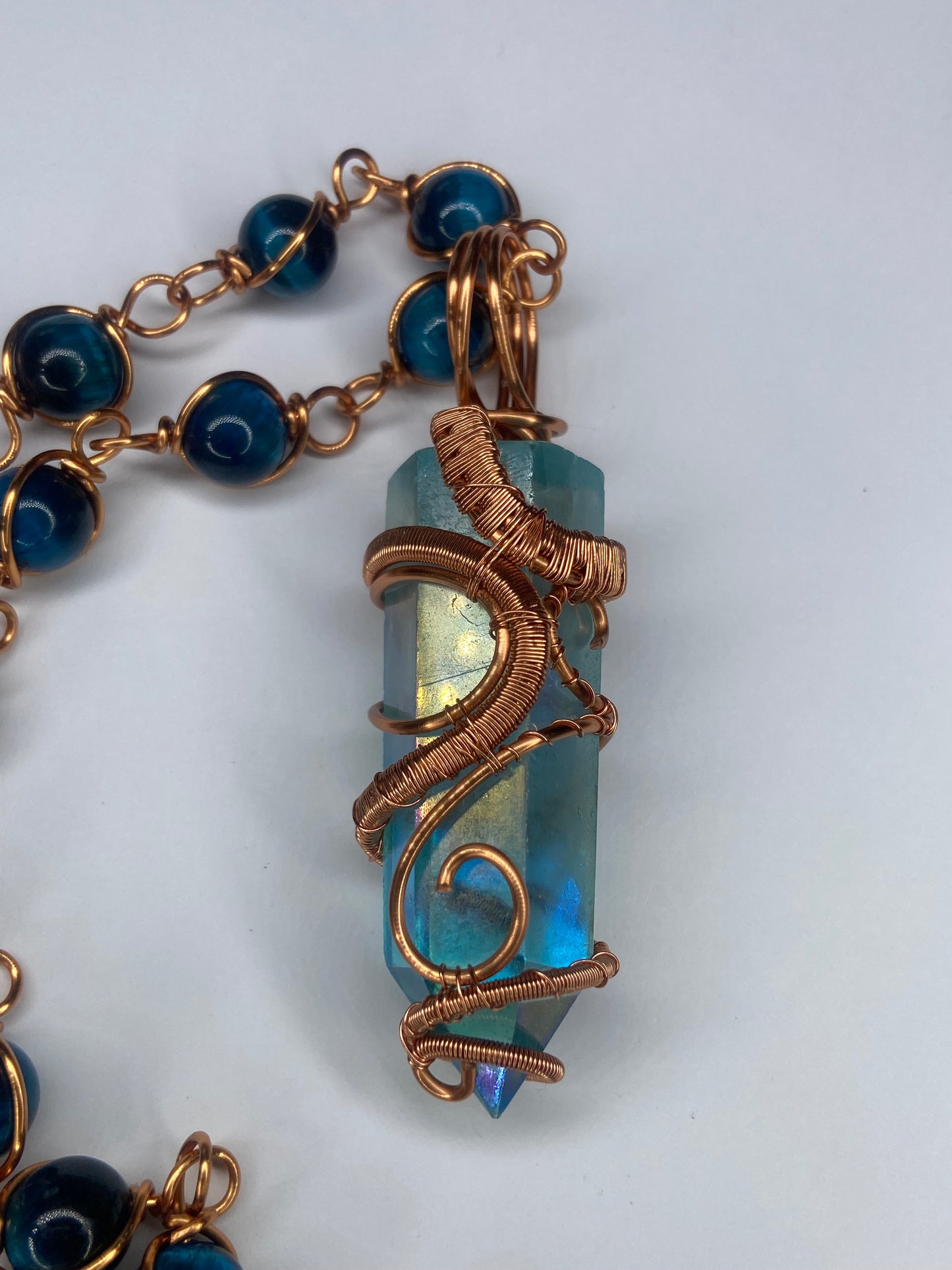 Luxury Blue Aqua Aura Quartz Masterpiece Healing Pendant
