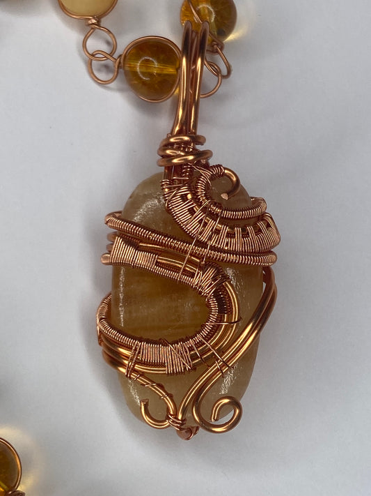 Luxury Honey Calcite+ Citrine Masterpiece Pendant