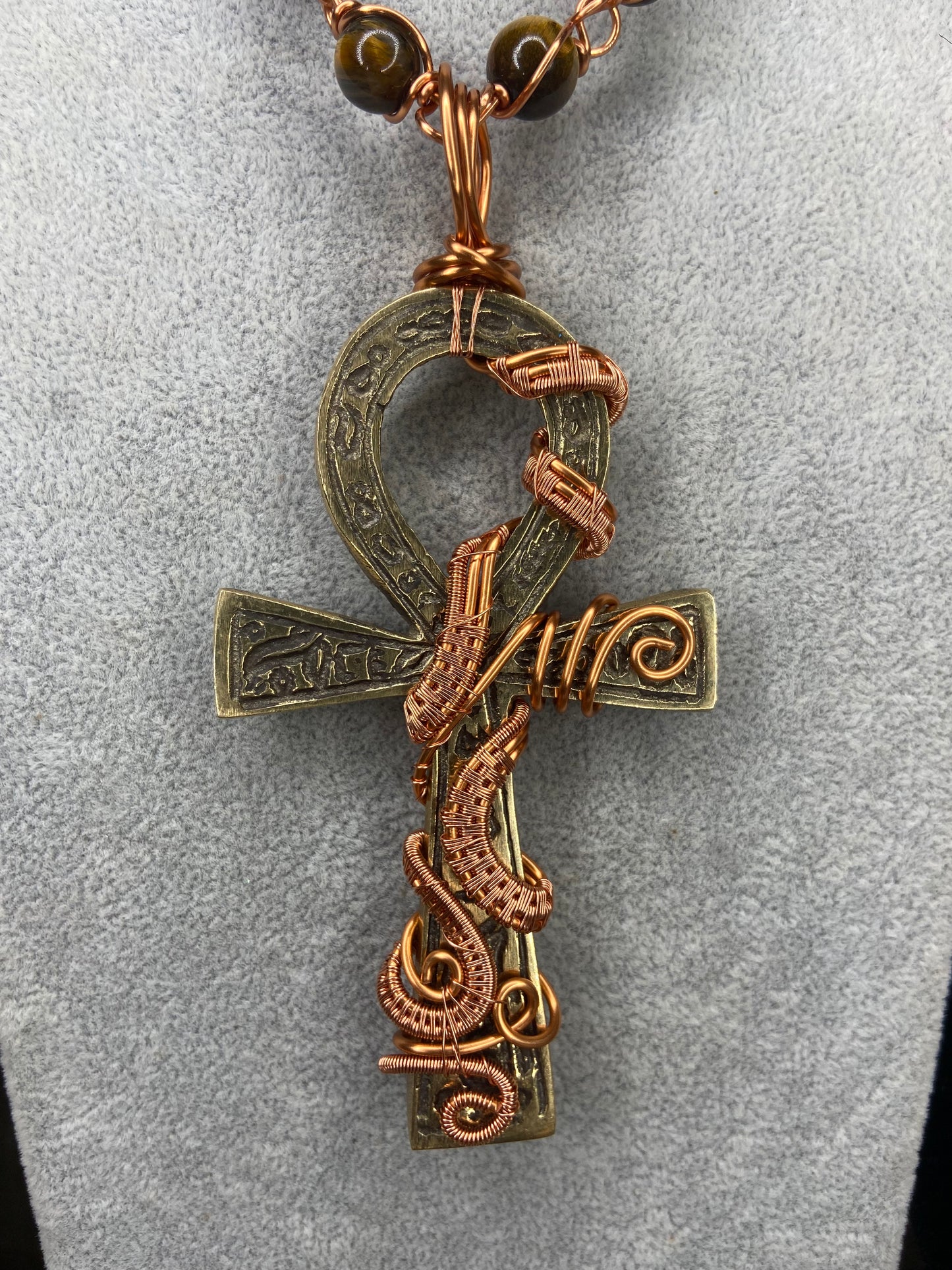 Luxury Egyptian Ankh + Tigers Eye Reiki Infused Masterpiece Pendant