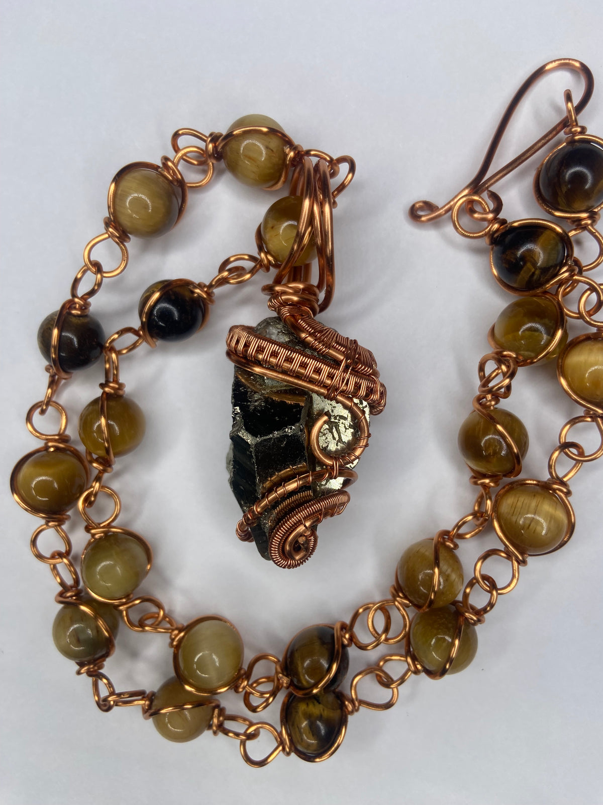 Luxury Pyrite /Yellow Jade & Tigers Eye Masterpiece Pendant