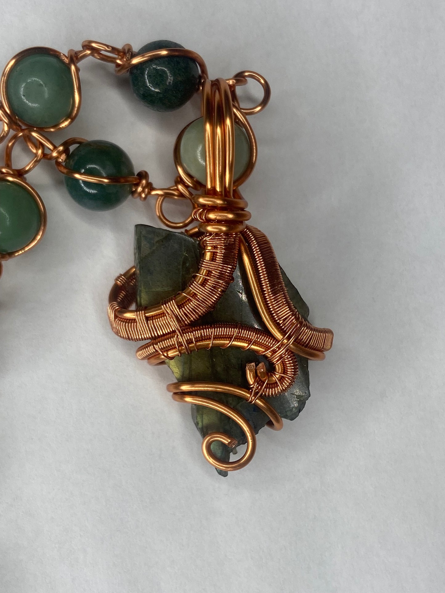 Luxury Labradorite/ Indian Agate Masterpiece Healing Pendant+Necklace