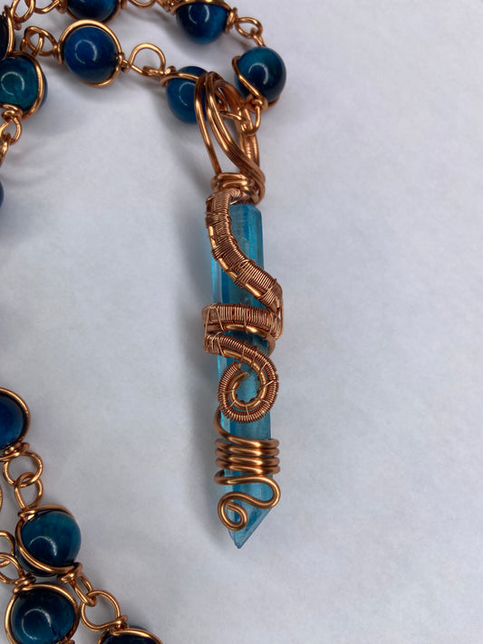 Blue Aqua Aura Quartz Masterpiece Pendant