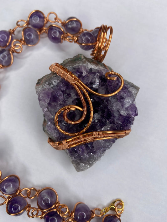 Luxury Purple Amethyst Healing Masterpiece Pendant