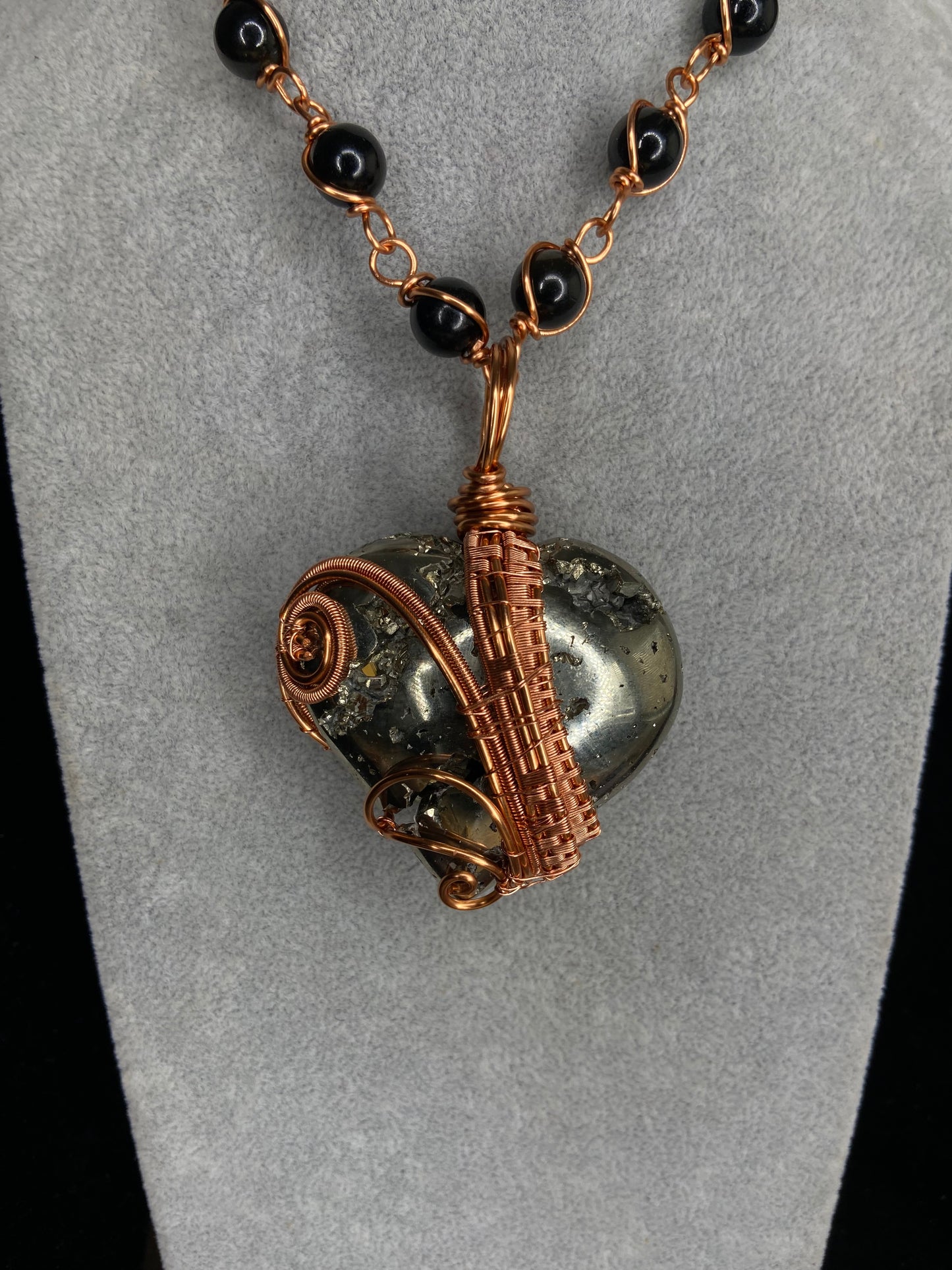 Luxury Pyrite Heart + Golden Obsidian Reiki Infused Masterpiece Pendant