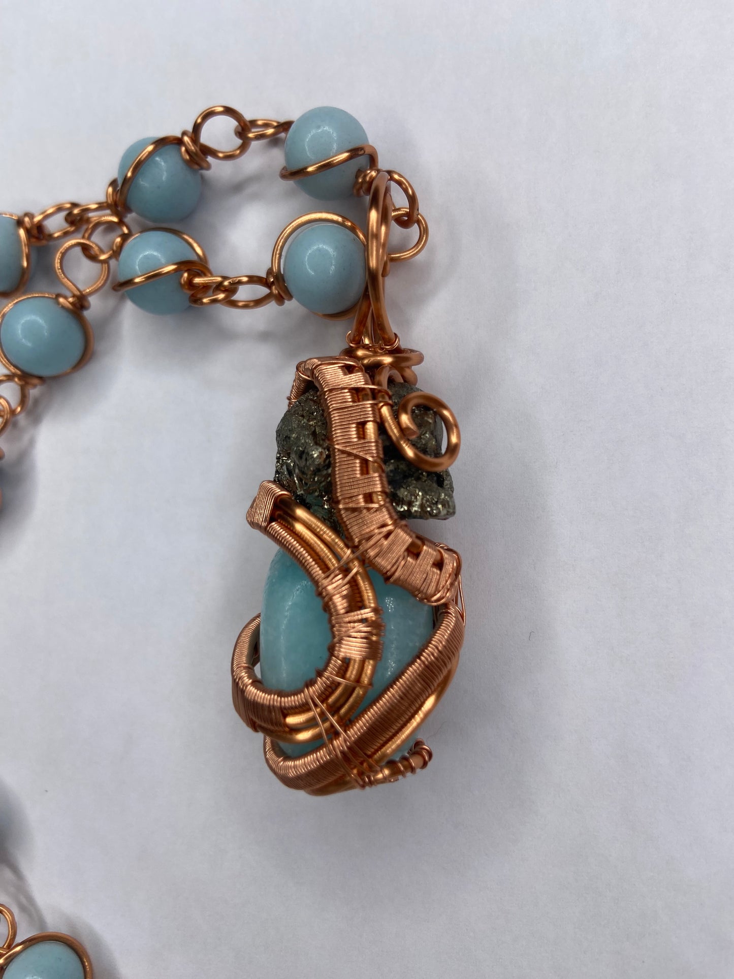 Luxury Pyrite/Blue Arganite + Angelite Masterpiece Pendant