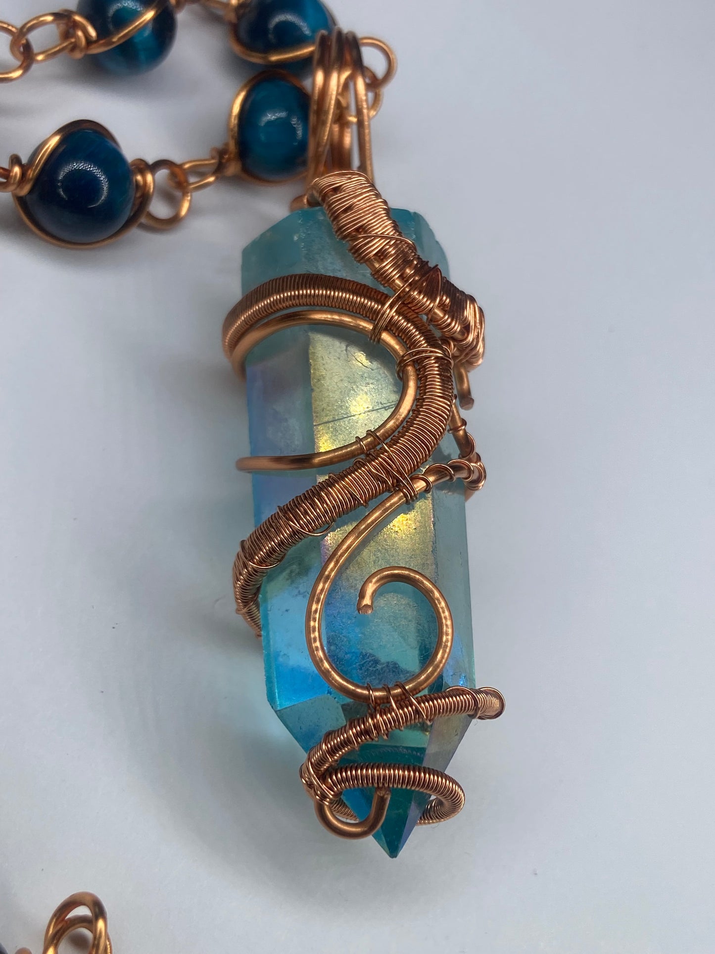Luxury Blue Aqua Aura Quartz Masterpiece Healing Pendant