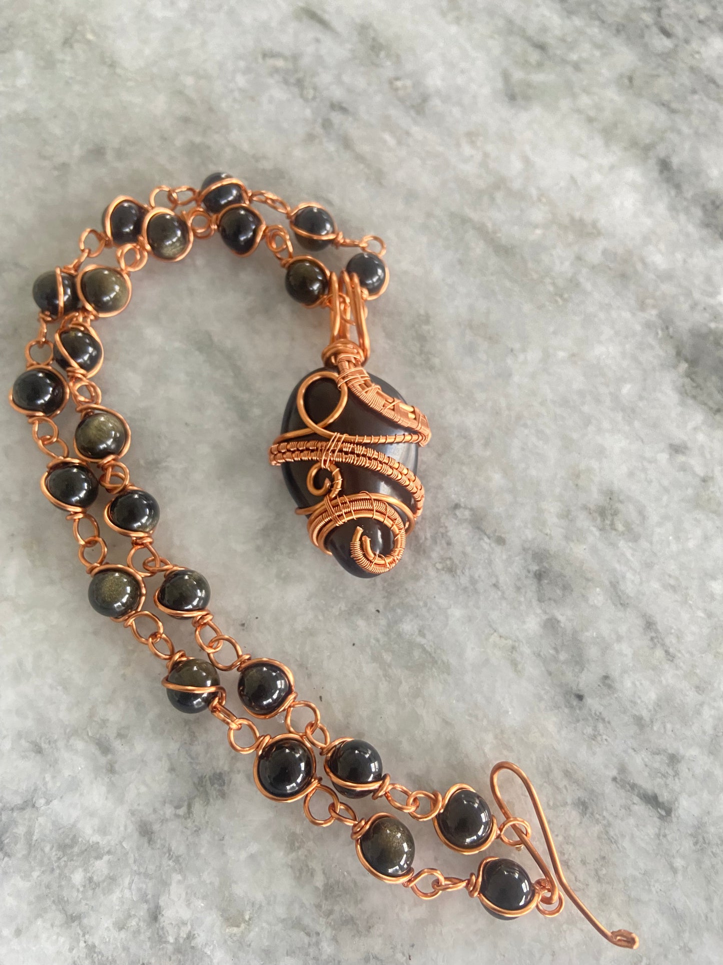 Black/ Golden Obsidian Masterpiece Pendant Nexklace