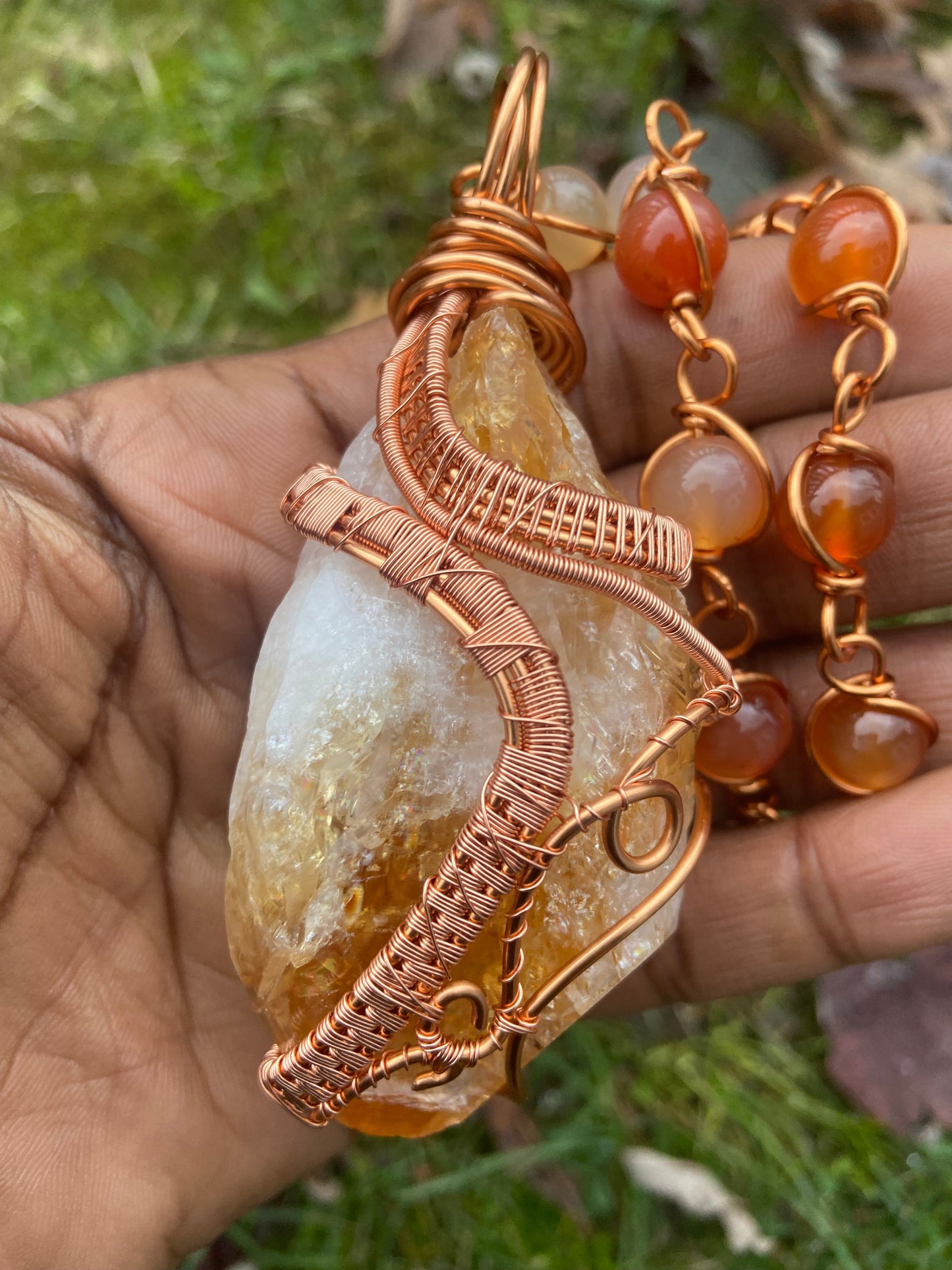 Luxury Citrine/Carnelian Reiki Infused Masterpiece Pendant