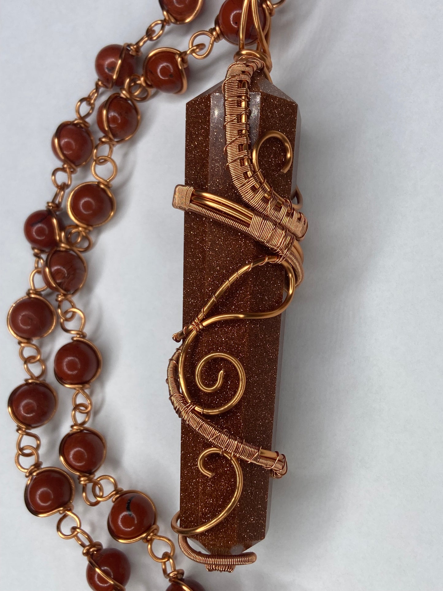 Red Goldstone /Jasper Copper Healing Masterpiece Pendant Necklace