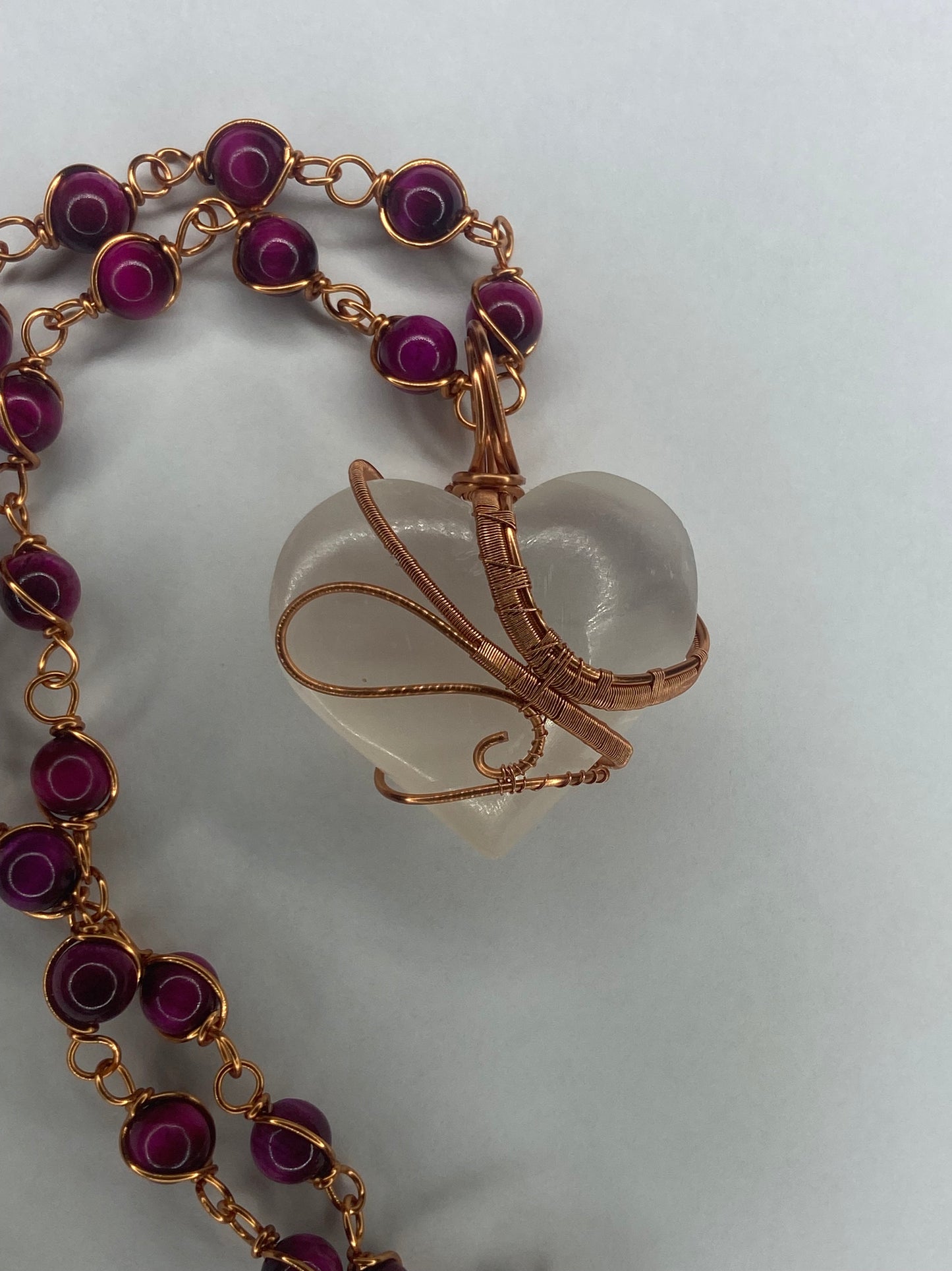 Luxury Selenite/ Pink Lace Agate Masterpiece Healing Pendant