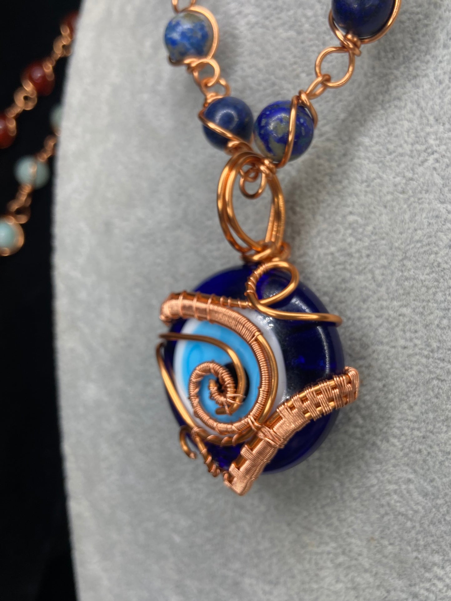 Evil Eye Reiki Infused Copper Wrapped Masterpiece Pendant